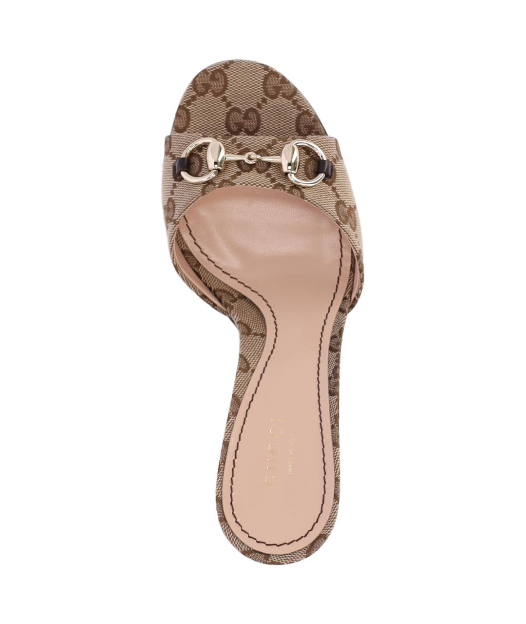 GUCCI Бежевые текстильные мюли, фото 5