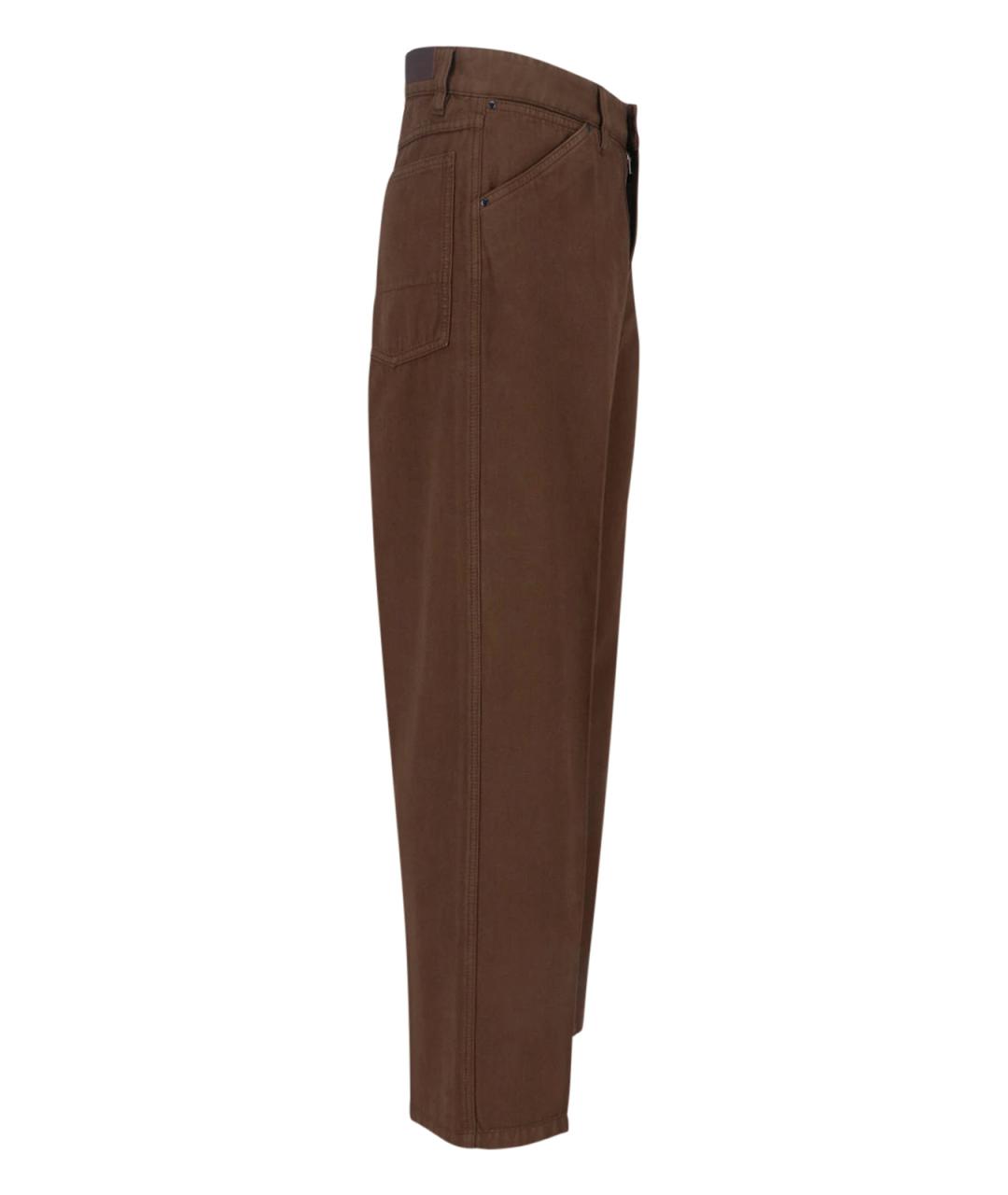 LEMAIRE Коричневые хлопковые повседневные брюки, фото 3