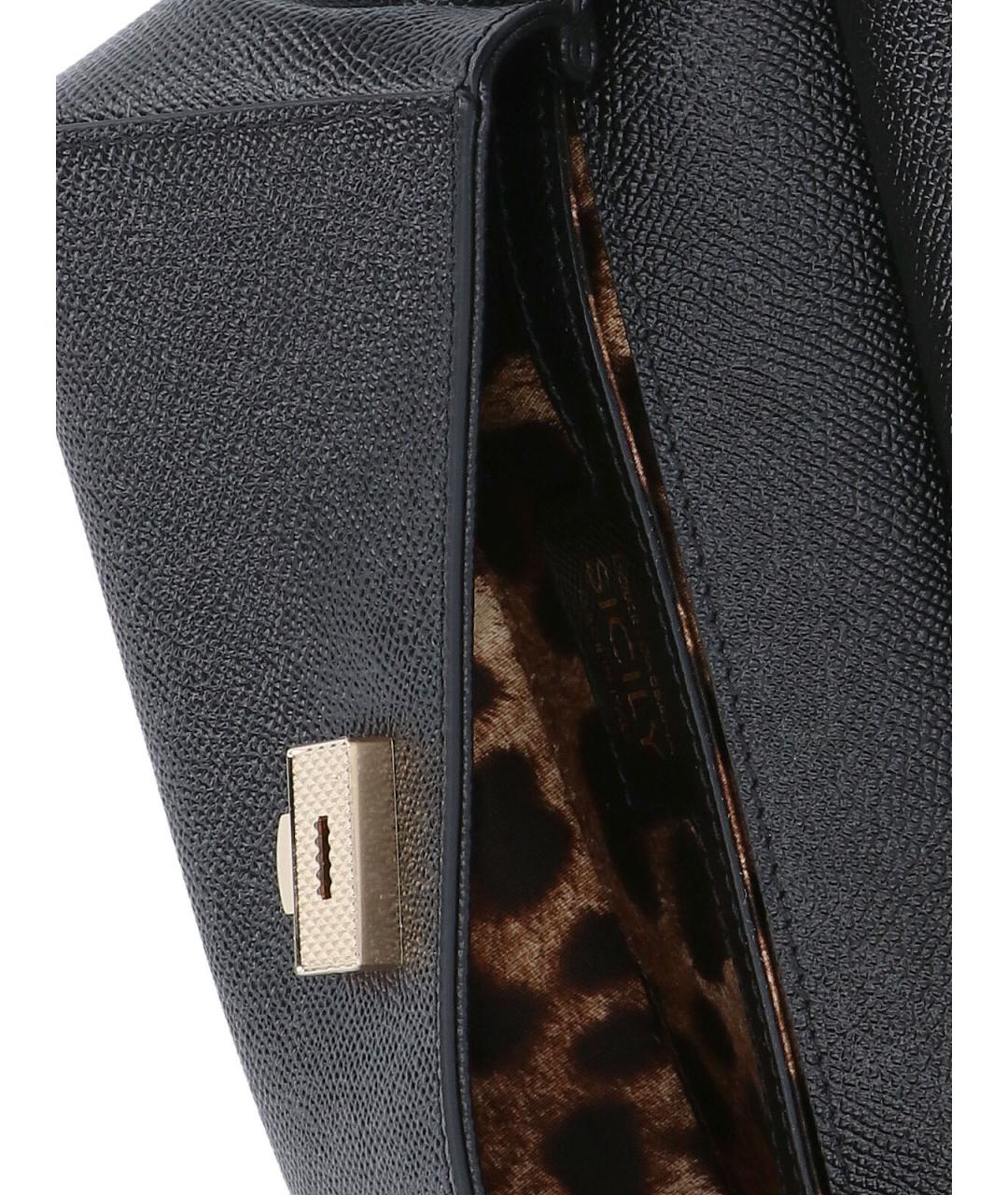 DOLCE&GABBANA Черная кожаная сумка тоут, фото 4