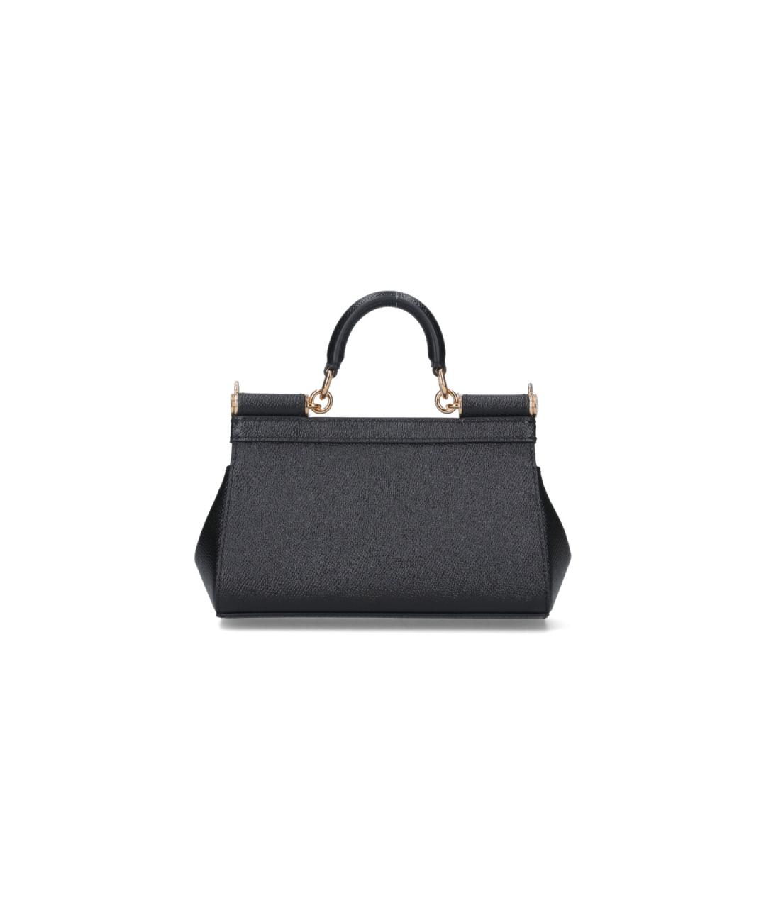 DOLCE&GABBANA Черная кожаная сумка тоут, фото 3