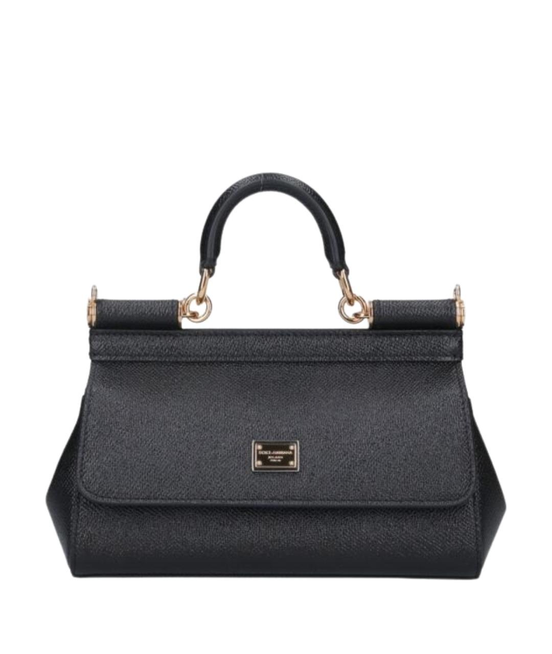 DOLCE&GABBANA Черная кожаная сумка тоут, фото 1