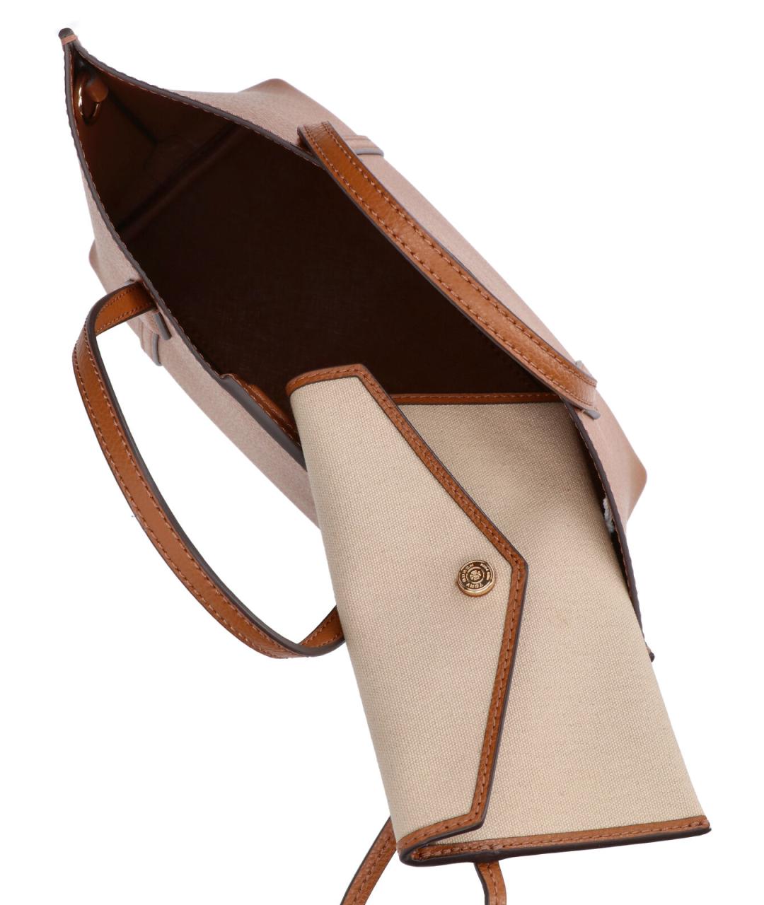 TORY BURCH Коричневая кожаная сумка тоут, фото 4