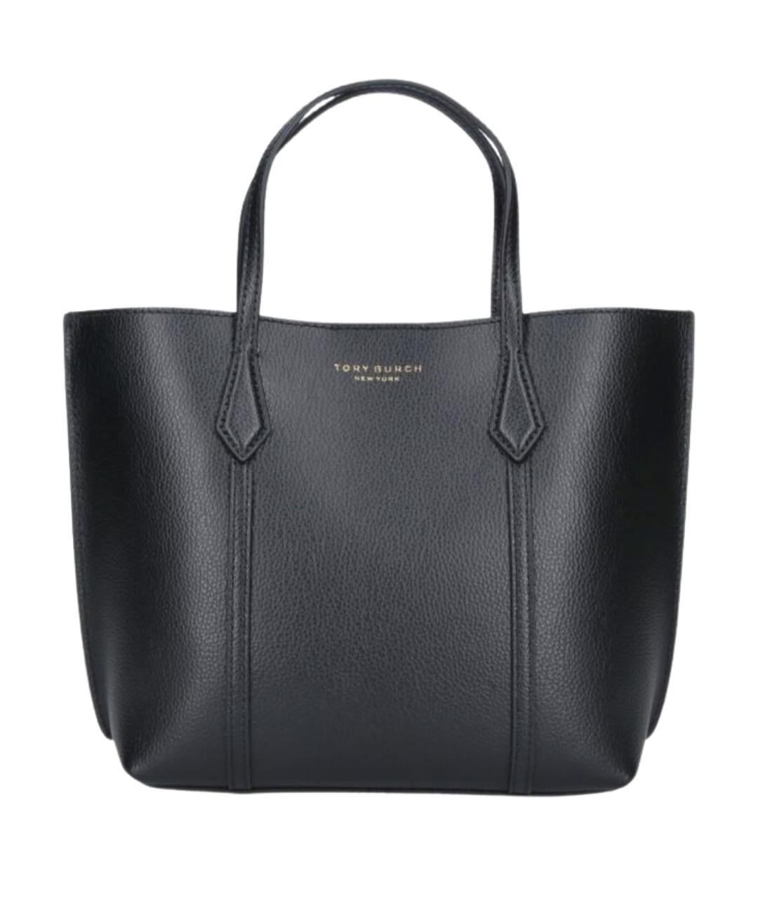 TORY BURCH Черная кожаная сумка тоут, фото 1