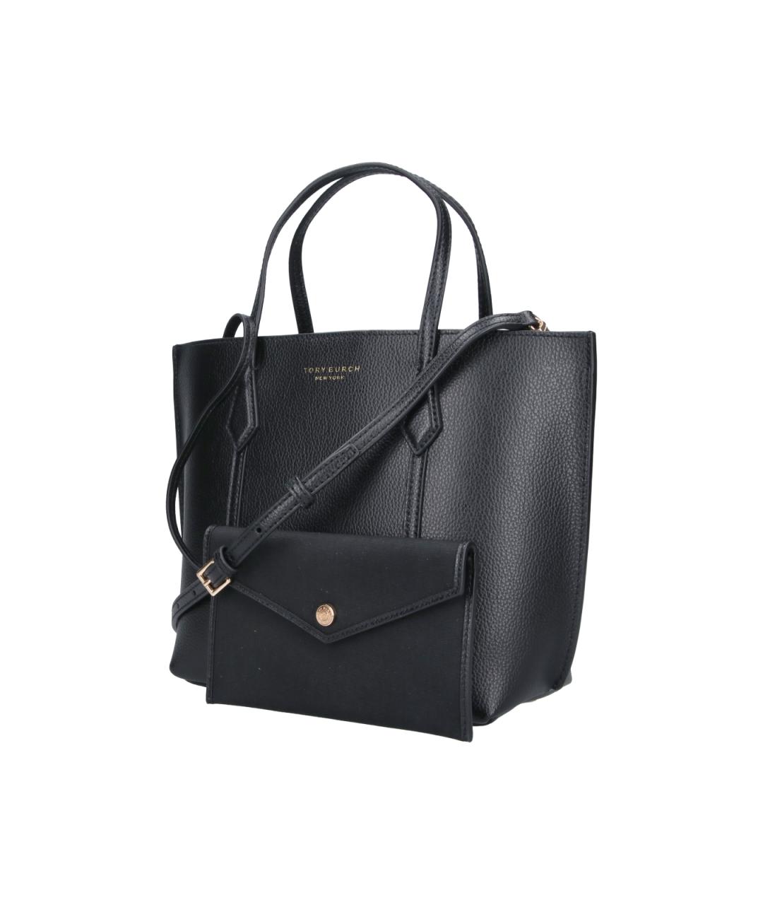 TORY BURCH Черная кожаная сумка тоут, фото 2