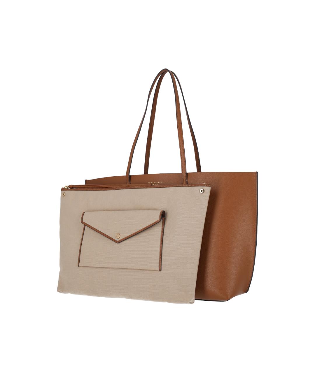 TORY BURCH Коричневая кожаная сумка тоут, фото 2