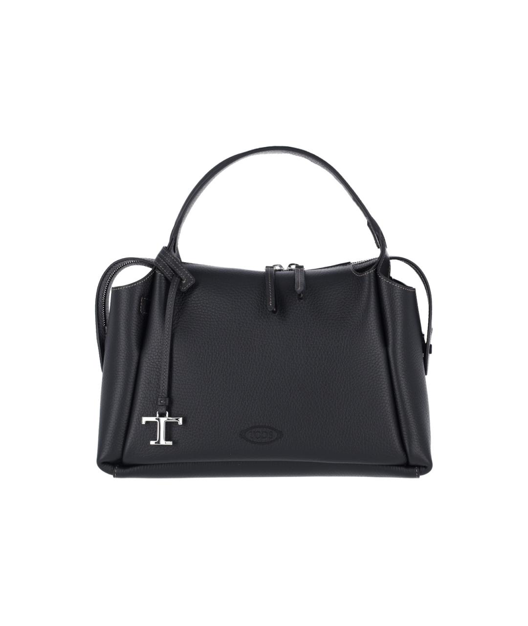 TOD'S Черная кожаная сумка тоут, фото 1