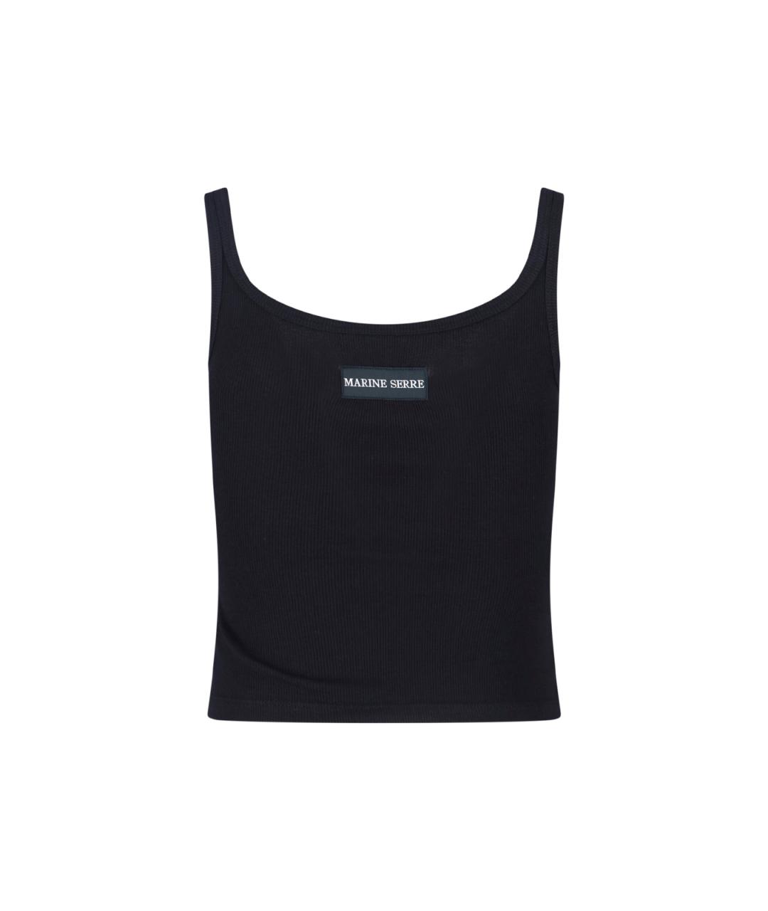 MARINE SERRE Черная хлопковая майка, фото 2
