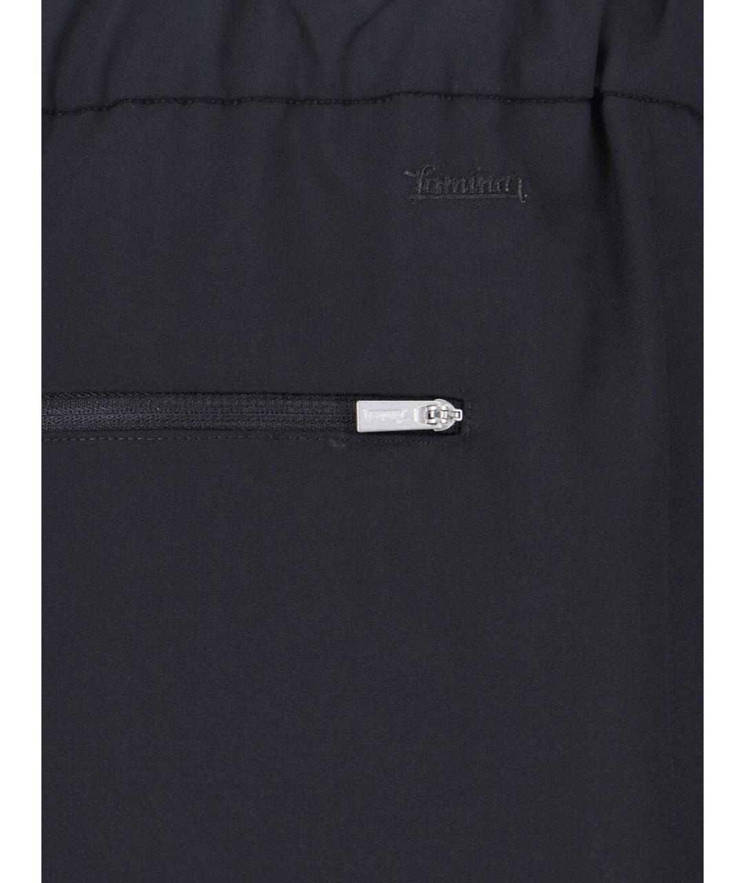 LAMINAR Черные полиэстеровые прямые брюки, фото 4
