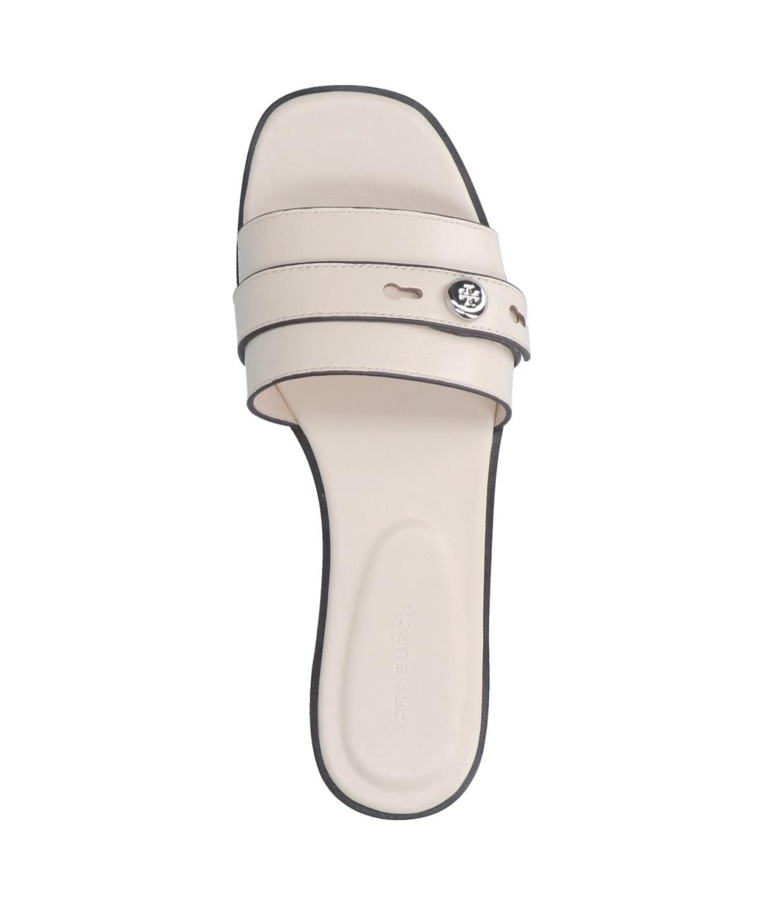 TORY BURCH Белые кожаные шлепанцы, фото 5