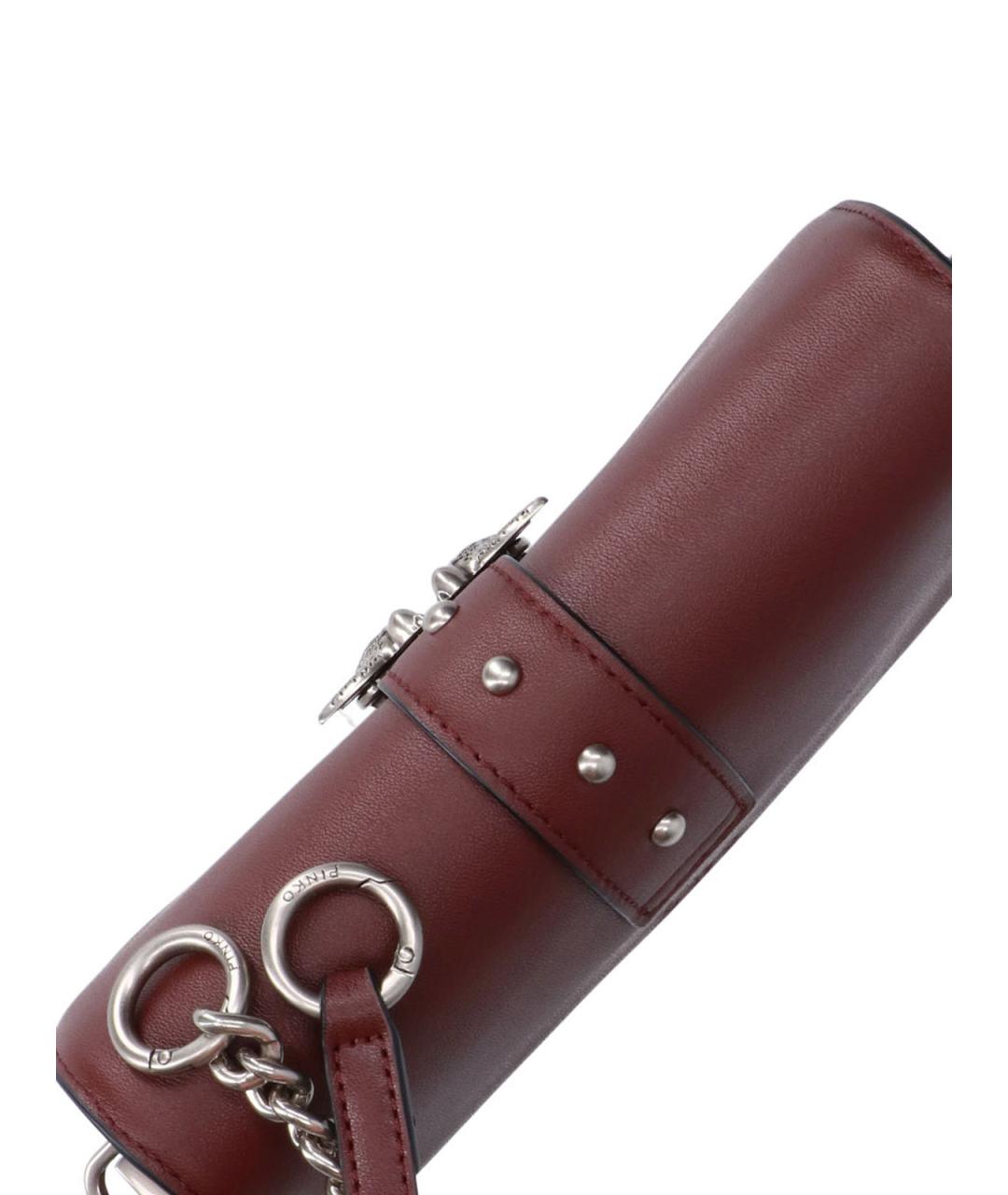 PINKO Бордовая кожаная сумка через плечо, фото 4