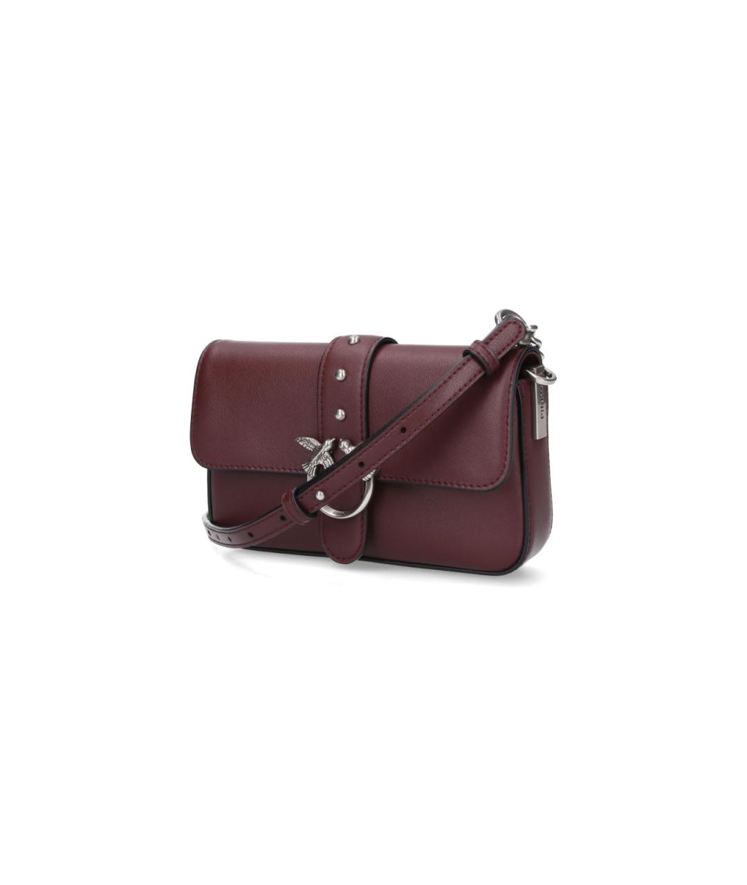 PINKO Бордовая кожаная сумка через плечо, фото 2