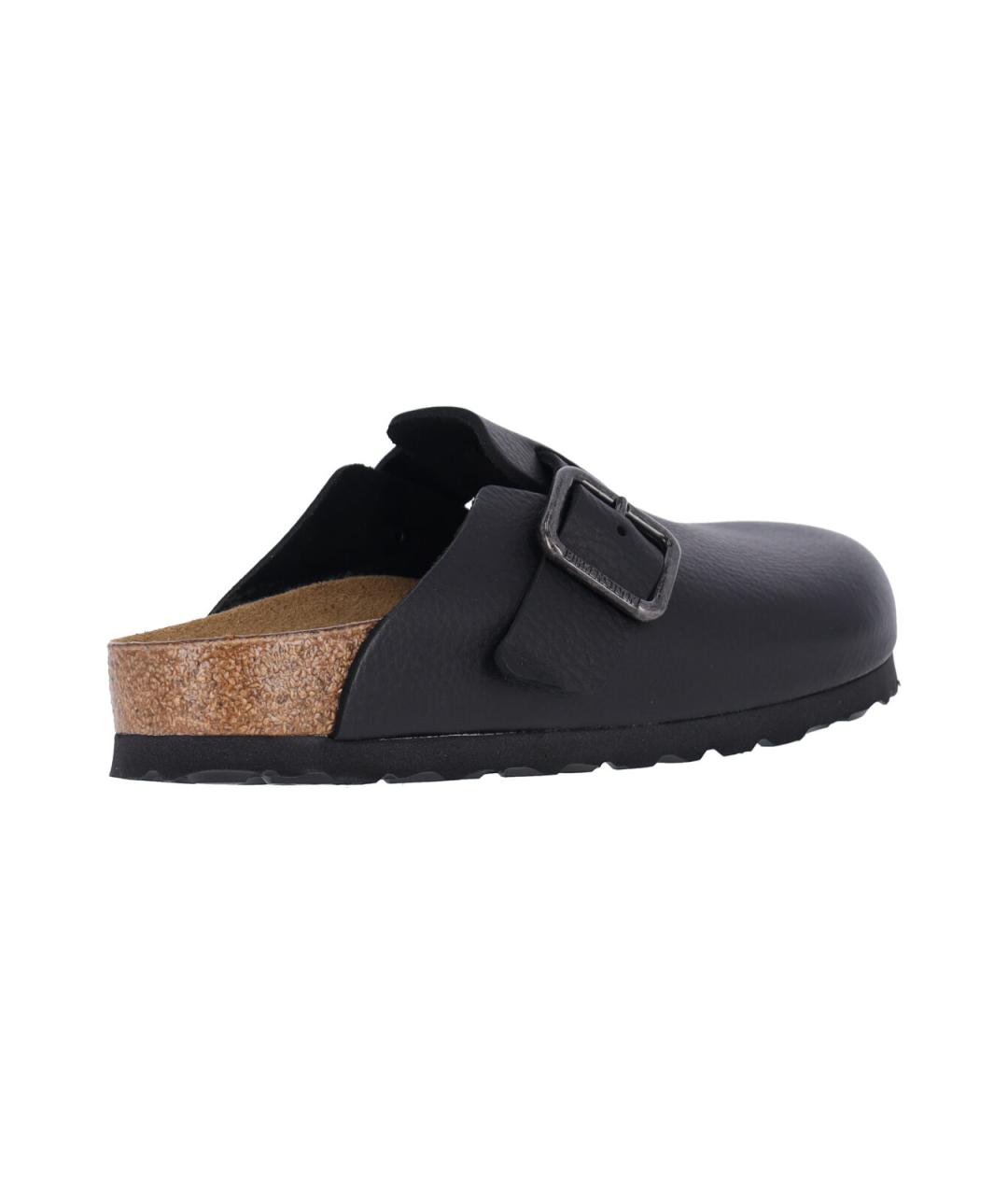 BIRKENSTOCK Черные кожаные шлепанцы, фото 4