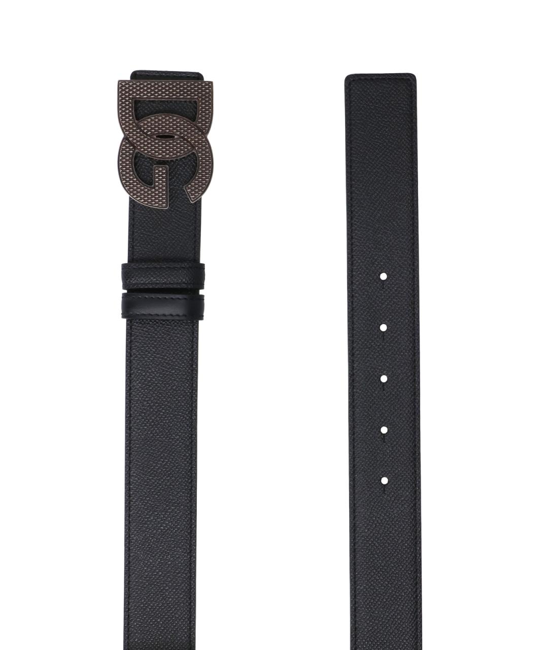 DOLCE&GABBANA Черный кожаный ремень, фото 3