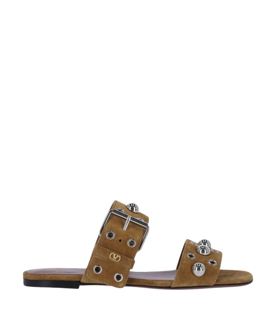 VALENTINO Бежевые замшевые сандалии, фото 1