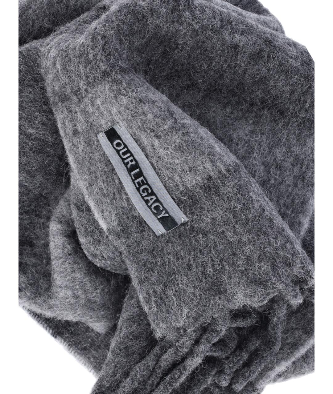 OUR LEGACY Серый шерстяной шарф, фото 3