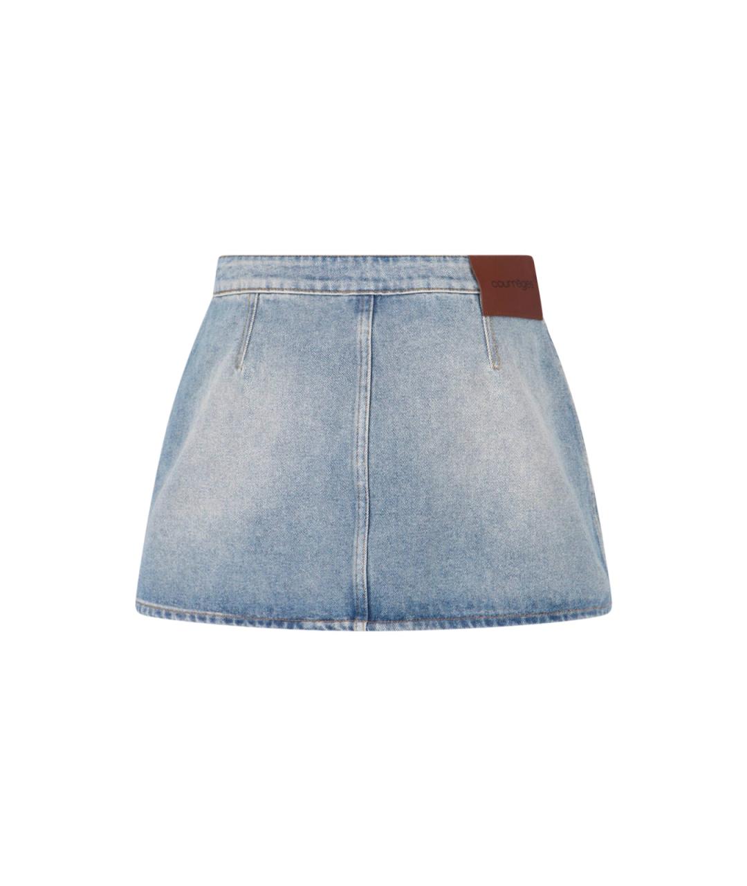 COURREGES Голубая хлопковая юбка мини, фото 2