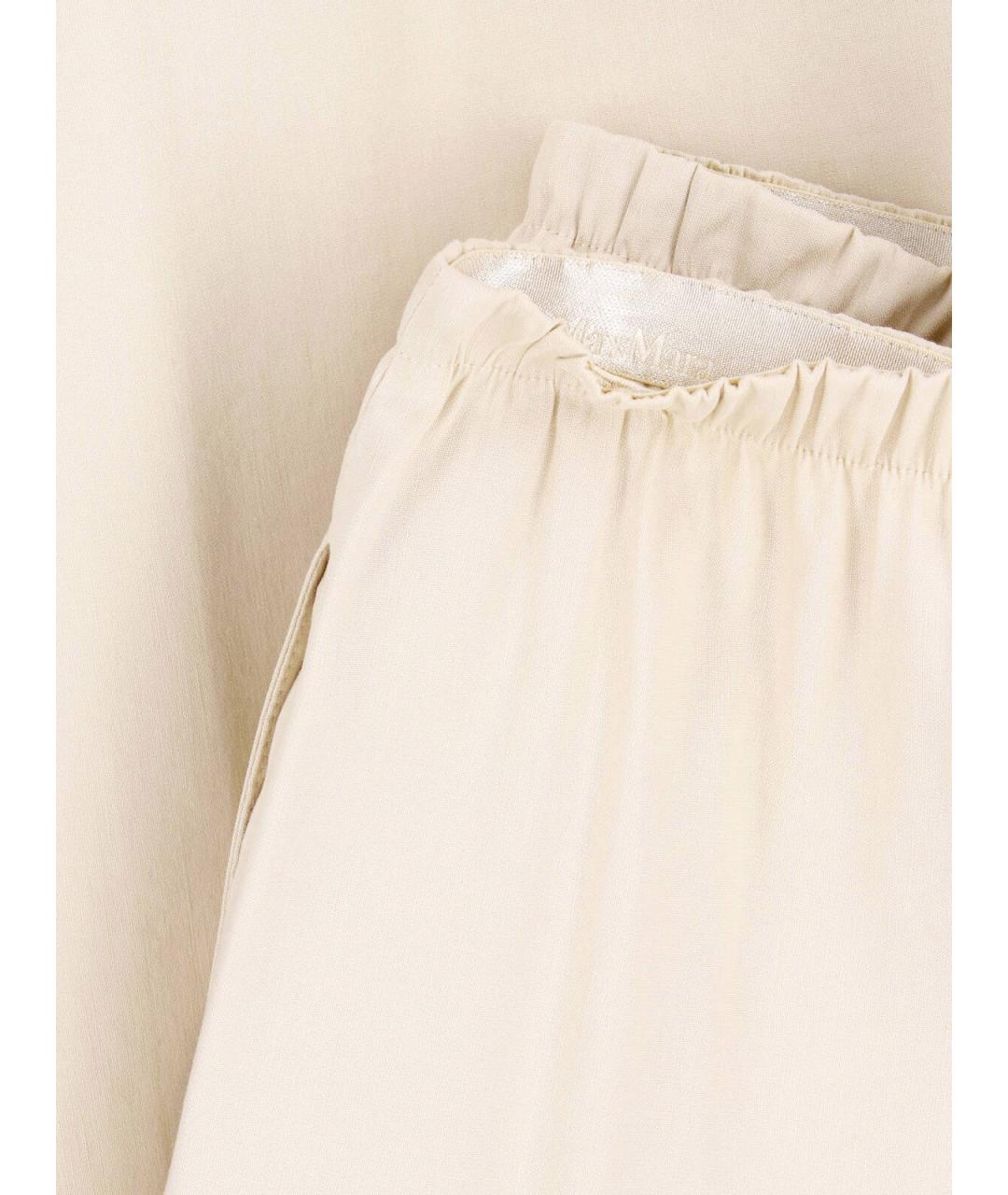 MAX MARA Бежевые льняные прямые брюки, фото 5