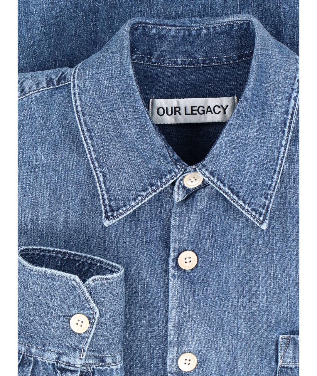 OUR LEGACY Синяя хлопковая кэжуал рубашка, фото 3