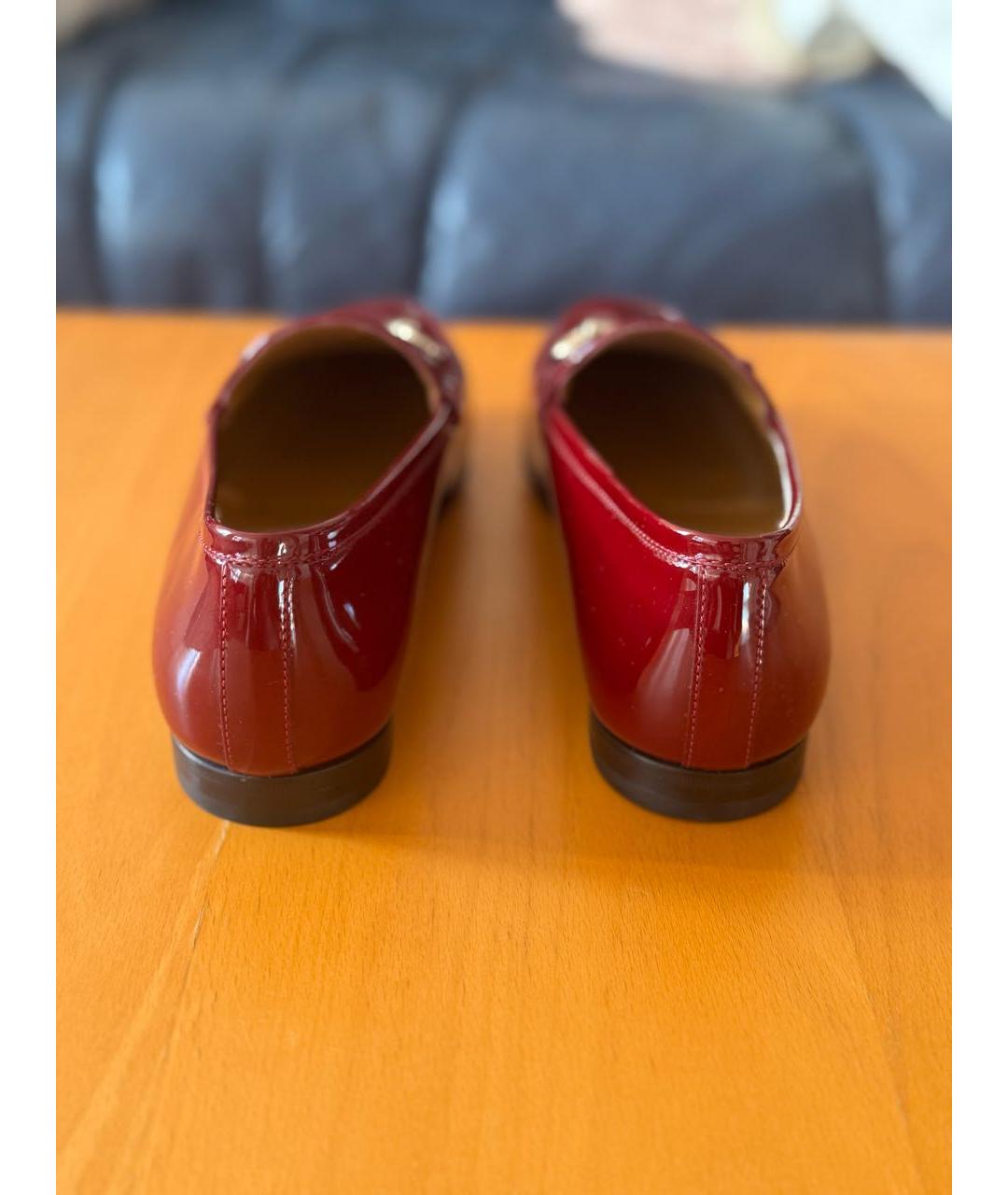 GUCCI Бордовые лоферы из лакированной кожи, фото 4