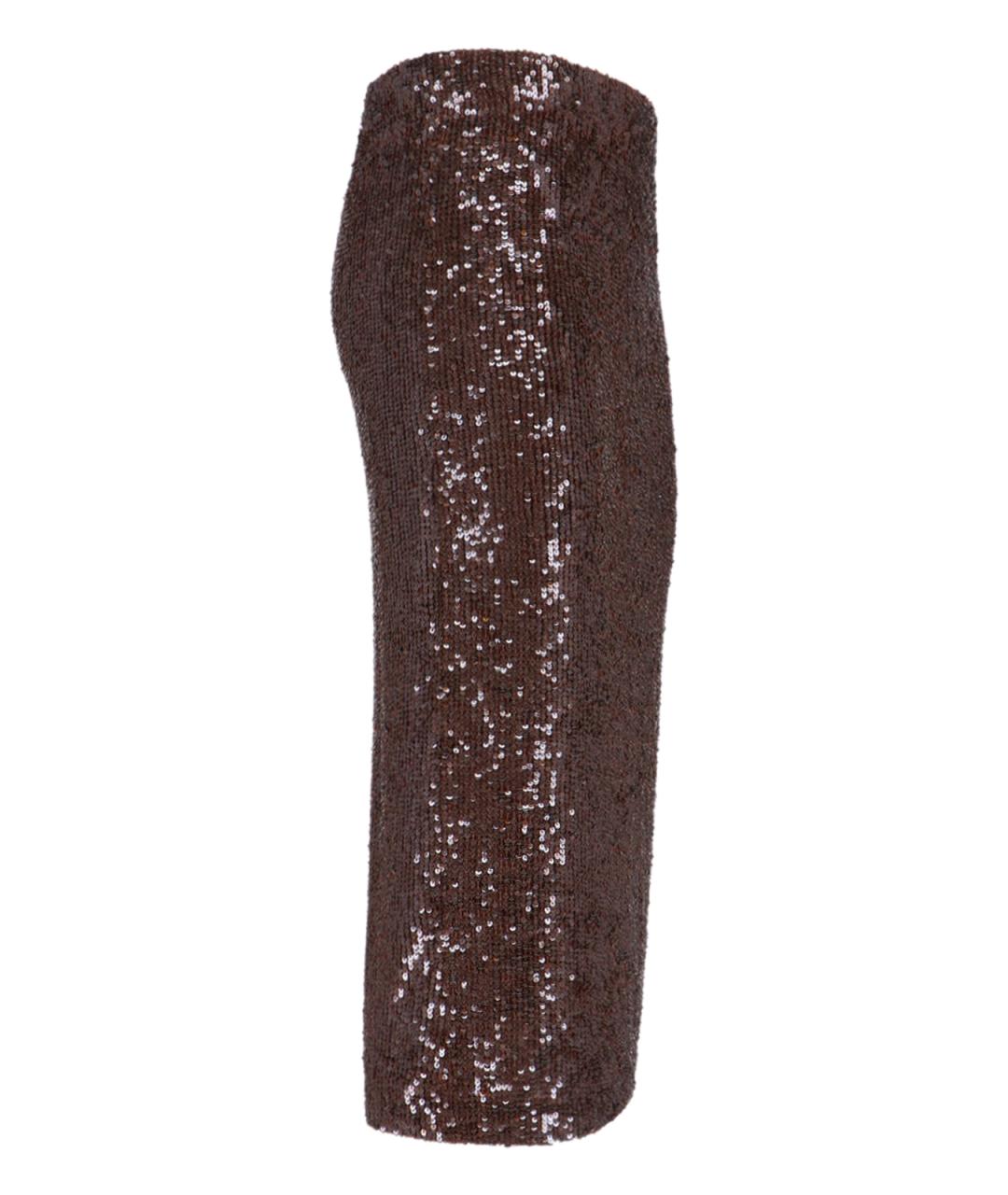 P.A.R.O.S.H. Коричневая полиамидовая юбка миди, фото 3