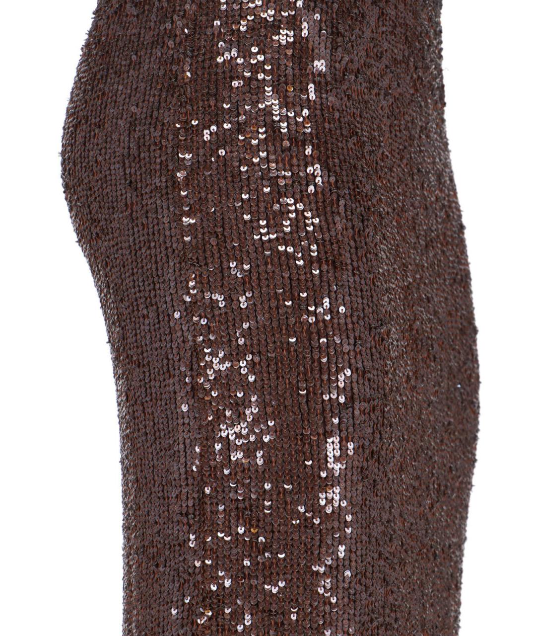 P.A.R.O.S.H. Коричневая полиамидовая юбка миди, фото 4