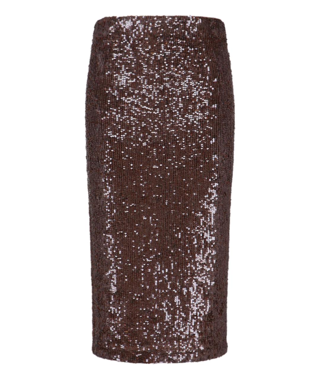 P.A.R.O.S.H. Коричневая полиамидовая юбка миди, фото 1