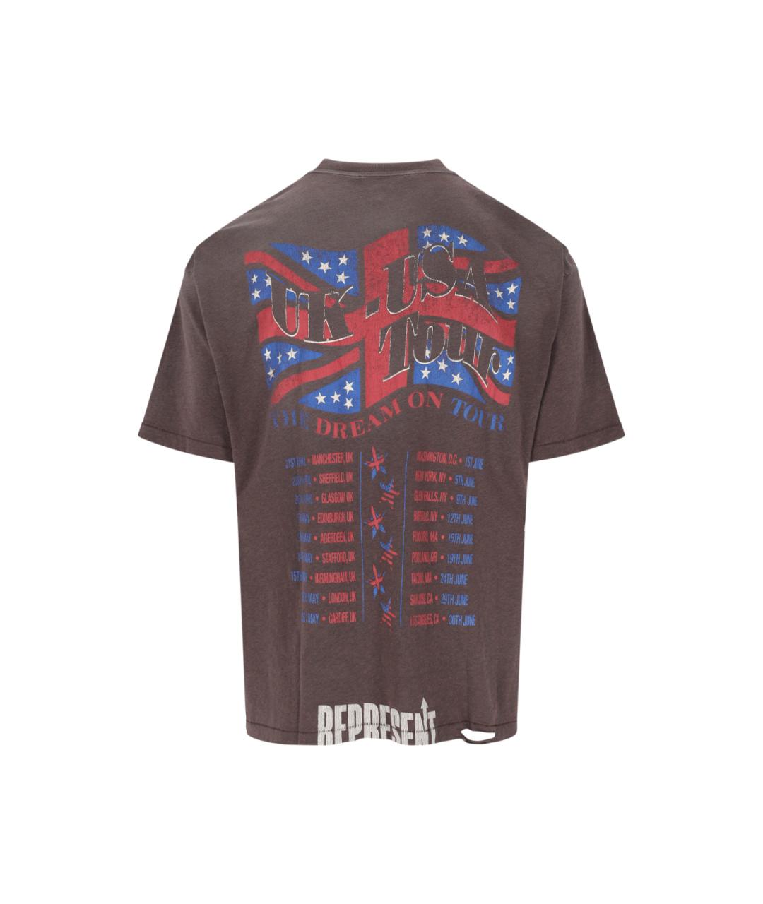 REPRESENT Коричневая хлопковая футболка, фото 2