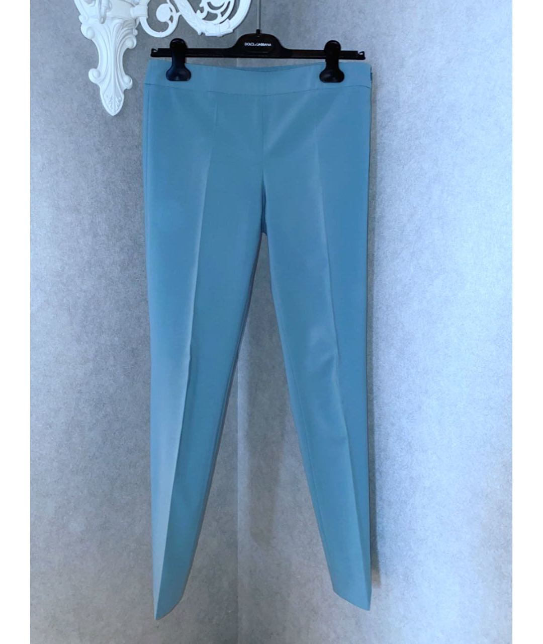 EMPORIO ARMANI Голубые шерстяные брюки узкие, фото 4