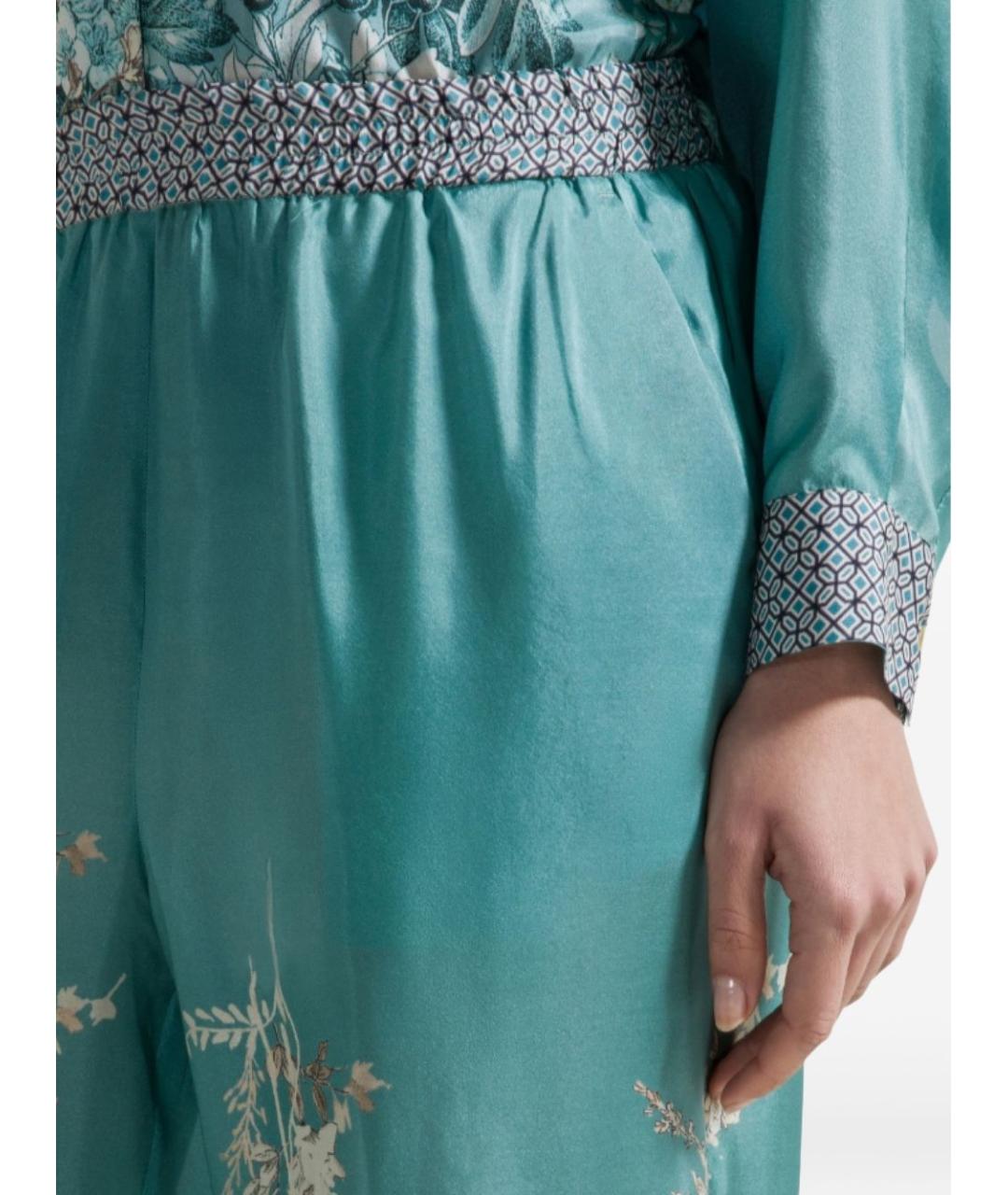 SEVENTY Зеленые шелковые прямые брюки, фото 2