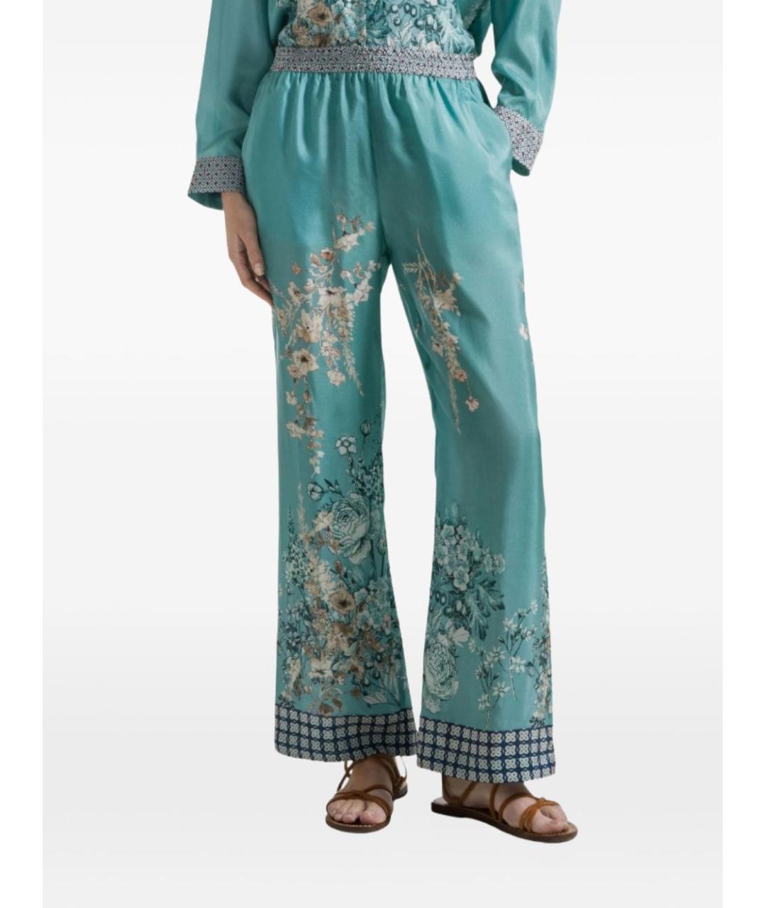 SEVENTY Зеленые шелковые прямые брюки, фото 4