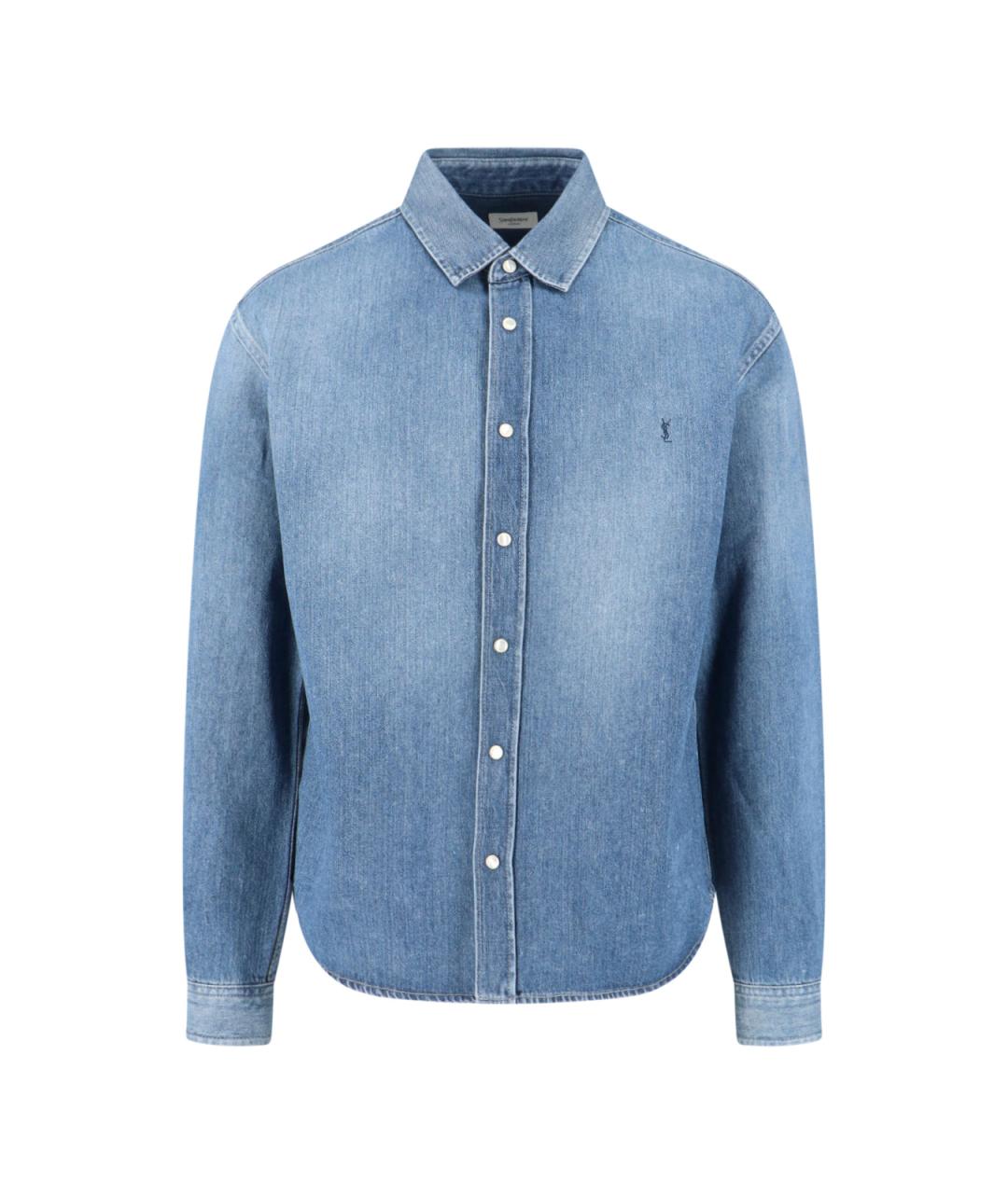 SAINT LAURENT Синяя хлопковая кэжуал рубашка, фото 1