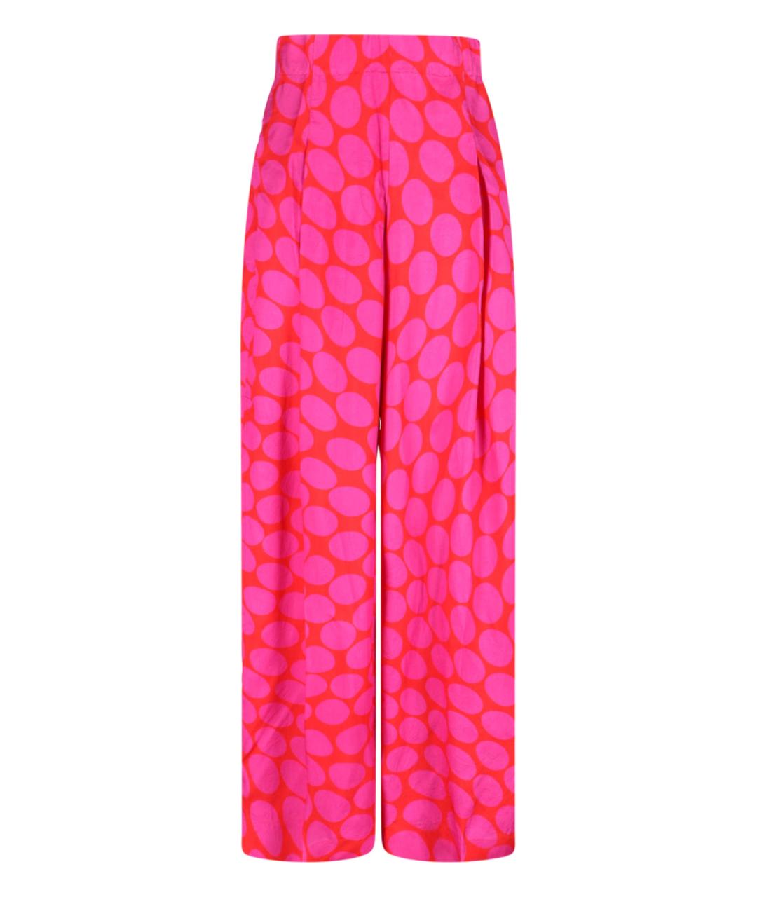 DRIES VAN NOTEN Розовые вискозные прямые брюки, фото 1