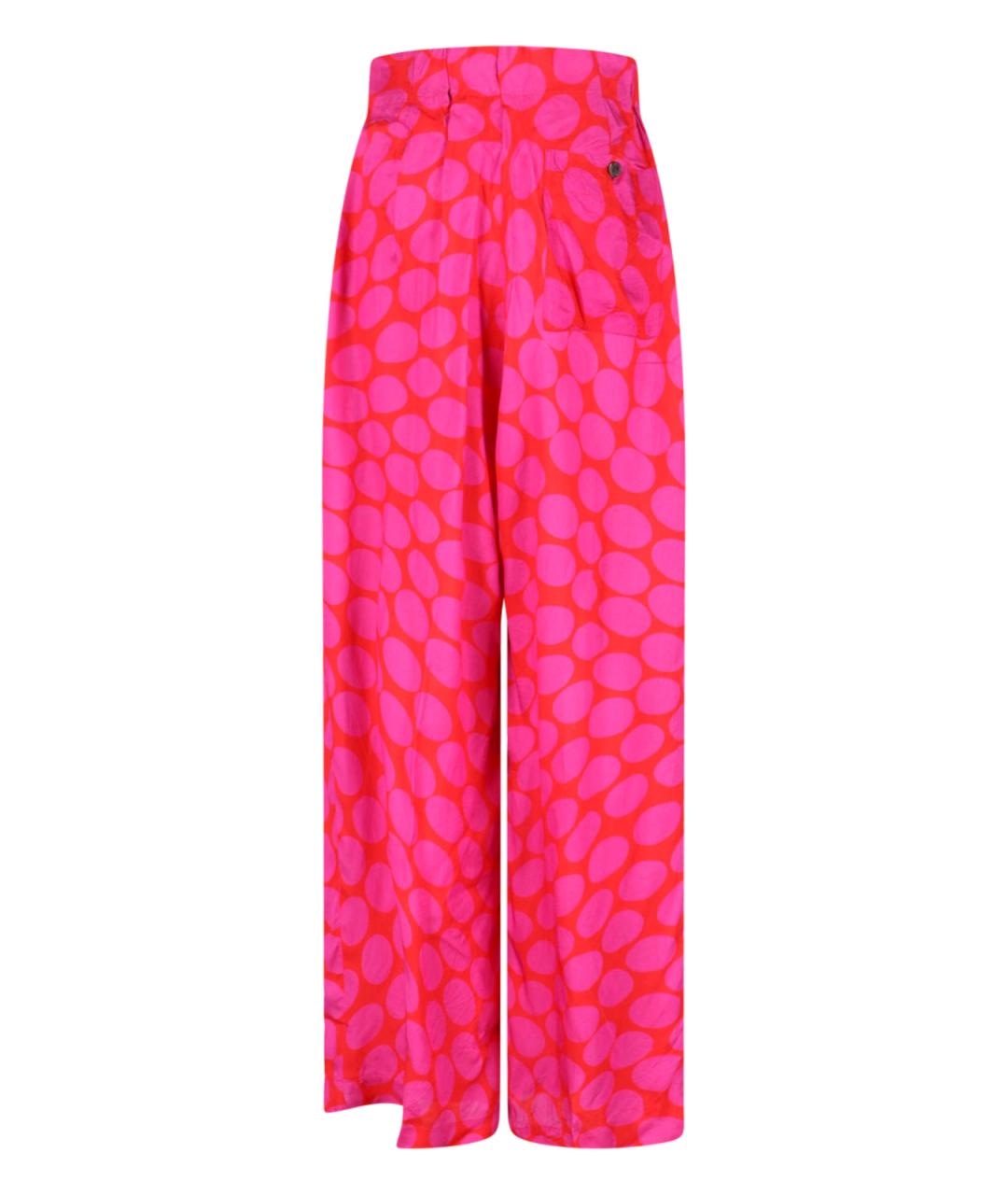 DRIES VAN NOTEN Розовые вискозные прямые брюки, фото 2