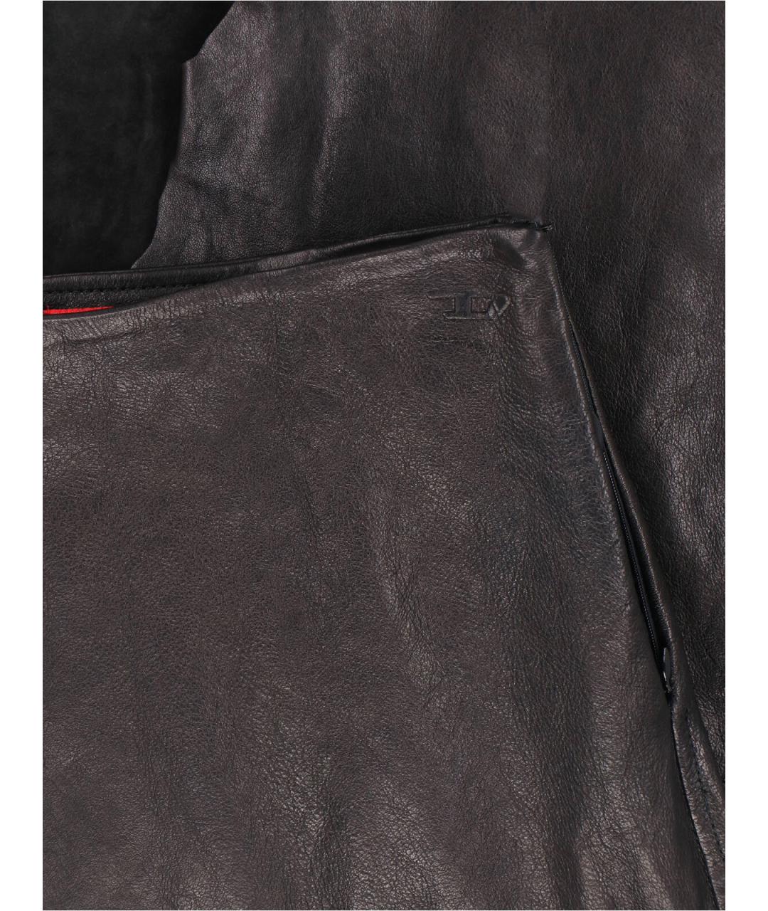 DIESEL Черная кожаная юбка миди, фото 4