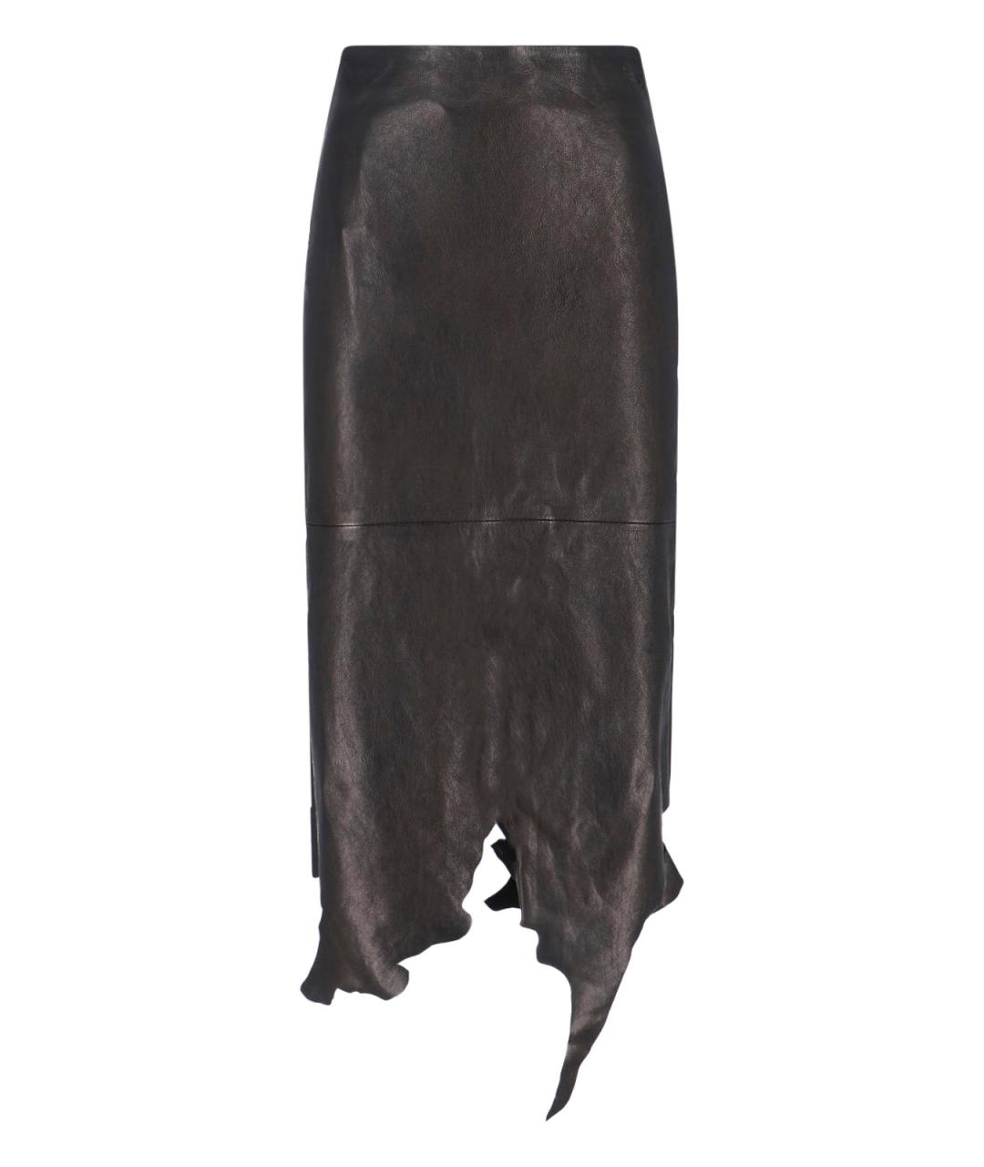 DIESEL Черная кожаная юбка миди, фото 1