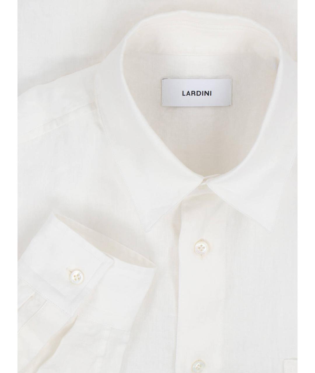 LARDINI Белая льняная классическая рубашка, фото 3