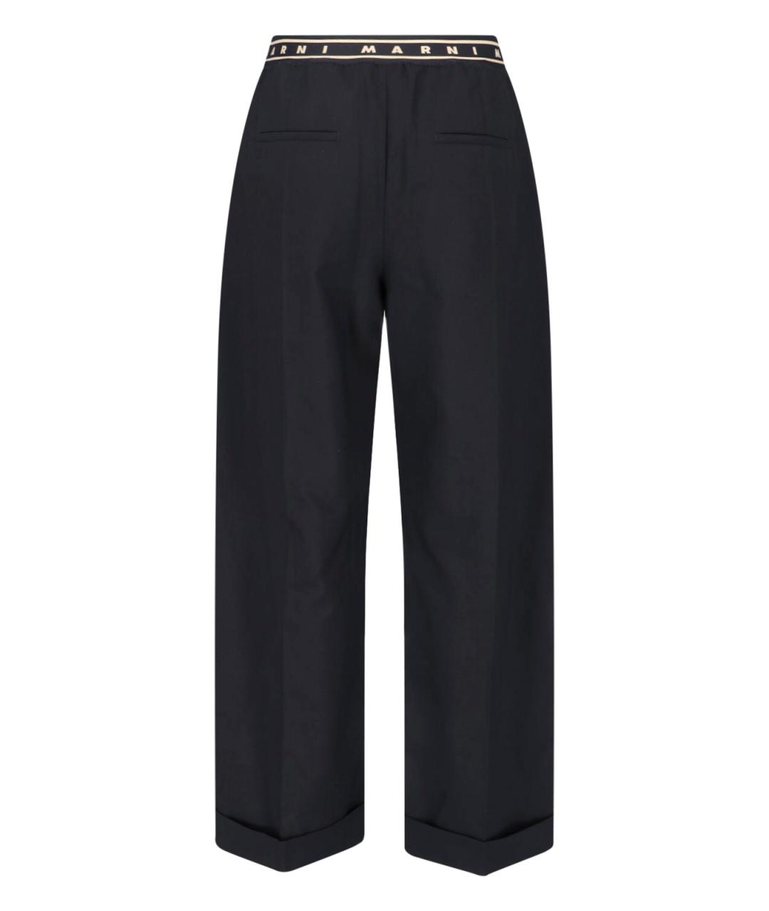 MARNI Черные шерстяные прямые брюки, фото 2