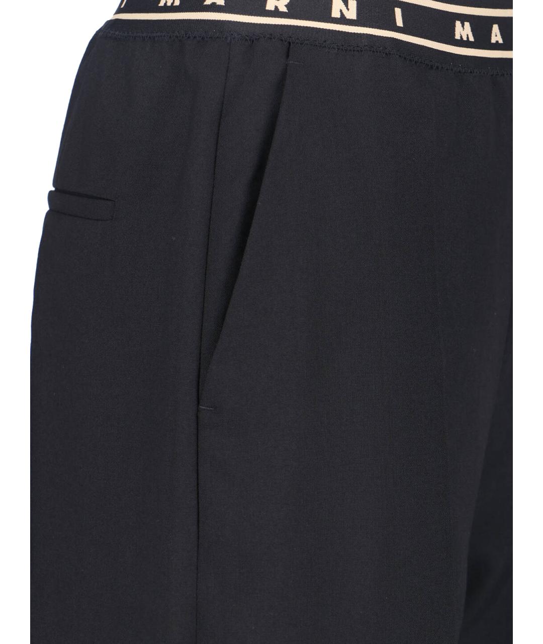 MARNI Черные шерстяные прямые брюки, фото 4