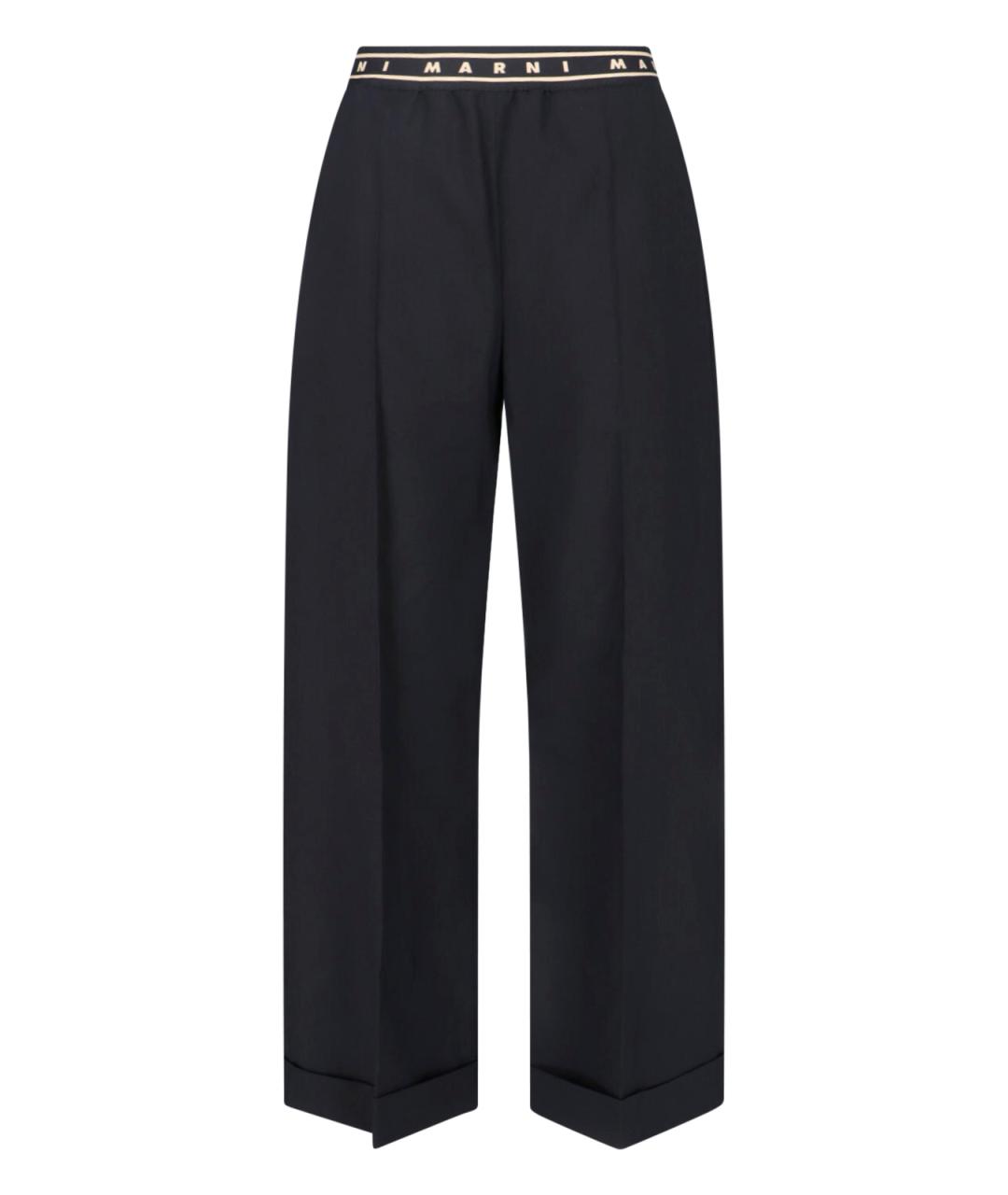 MARNI Черные шерстяные прямые брюки, фото 1