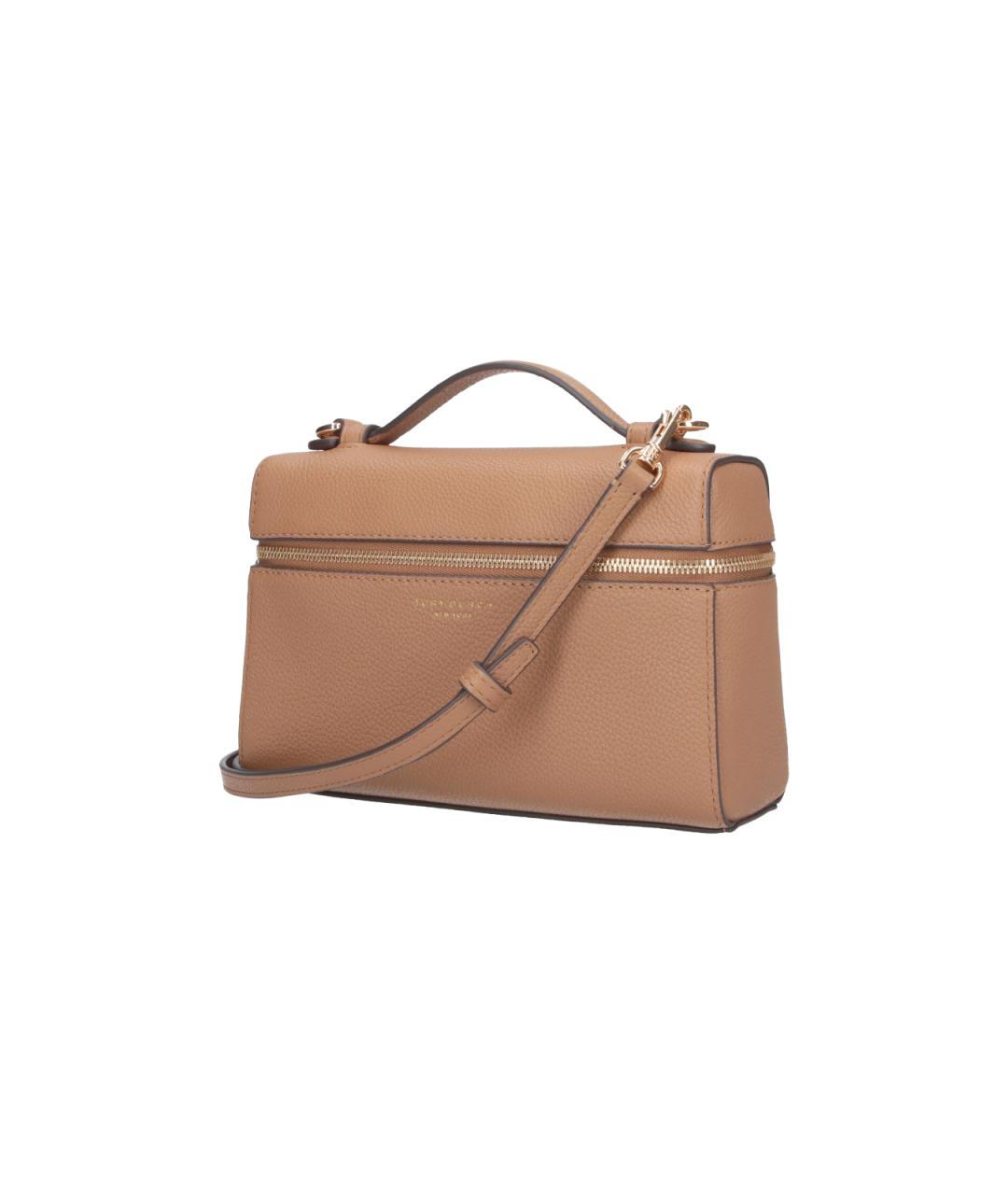 TORY BURCH Бежевая кожаная сумка с короткими ручками, фото 2