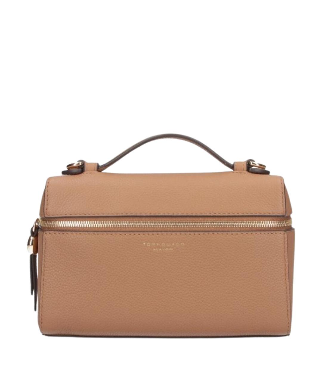 TORY BURCH Бежевая кожаная сумка с короткими ручками, фото 1