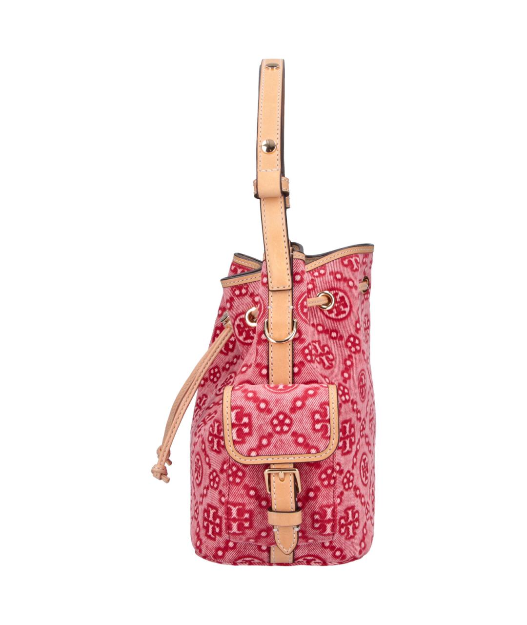 TORY BURCH Красная тканевая сумка с короткими ручками, фото 5