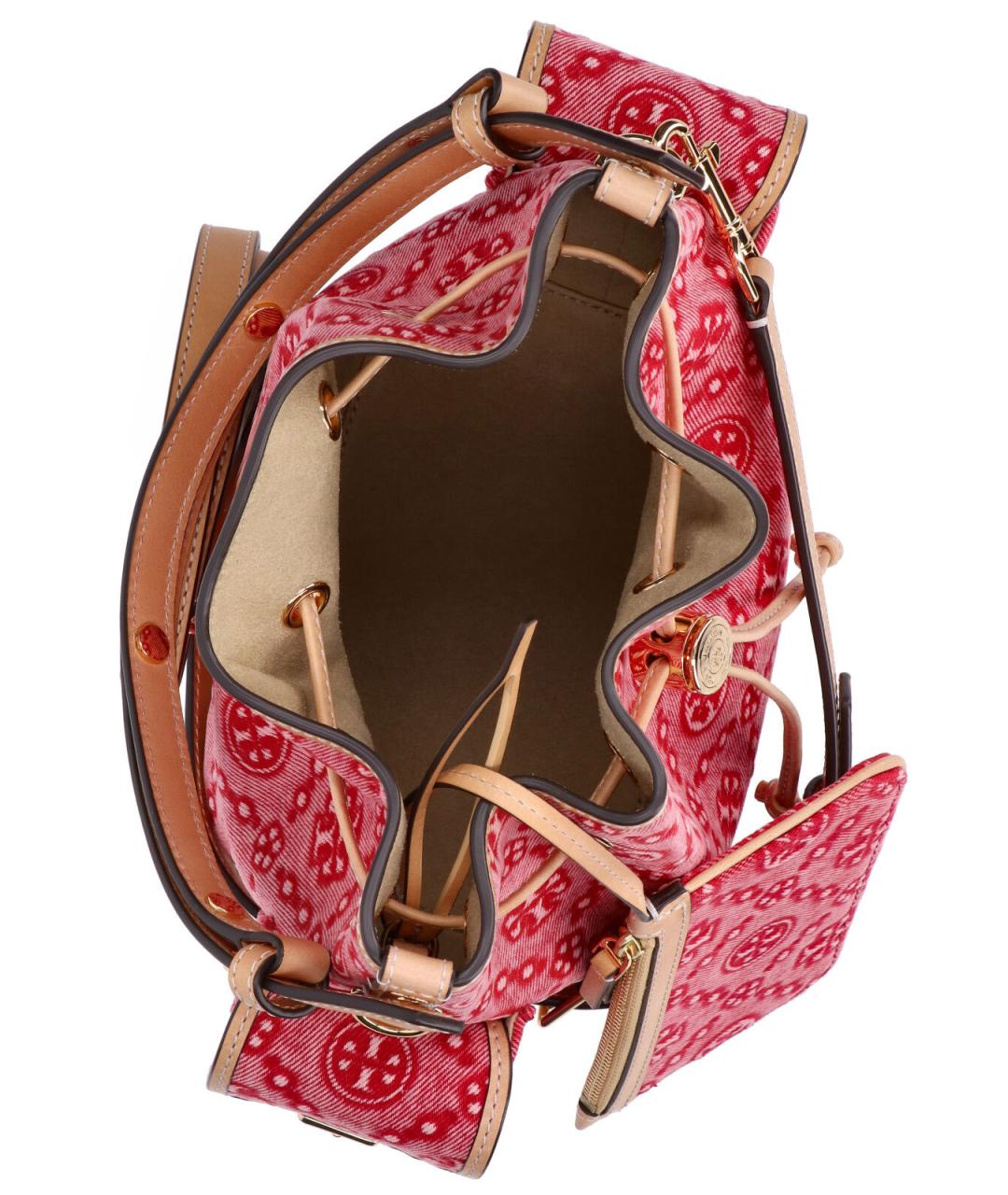 TORY BURCH Красная тканевая сумка с короткими ручками, фото 4