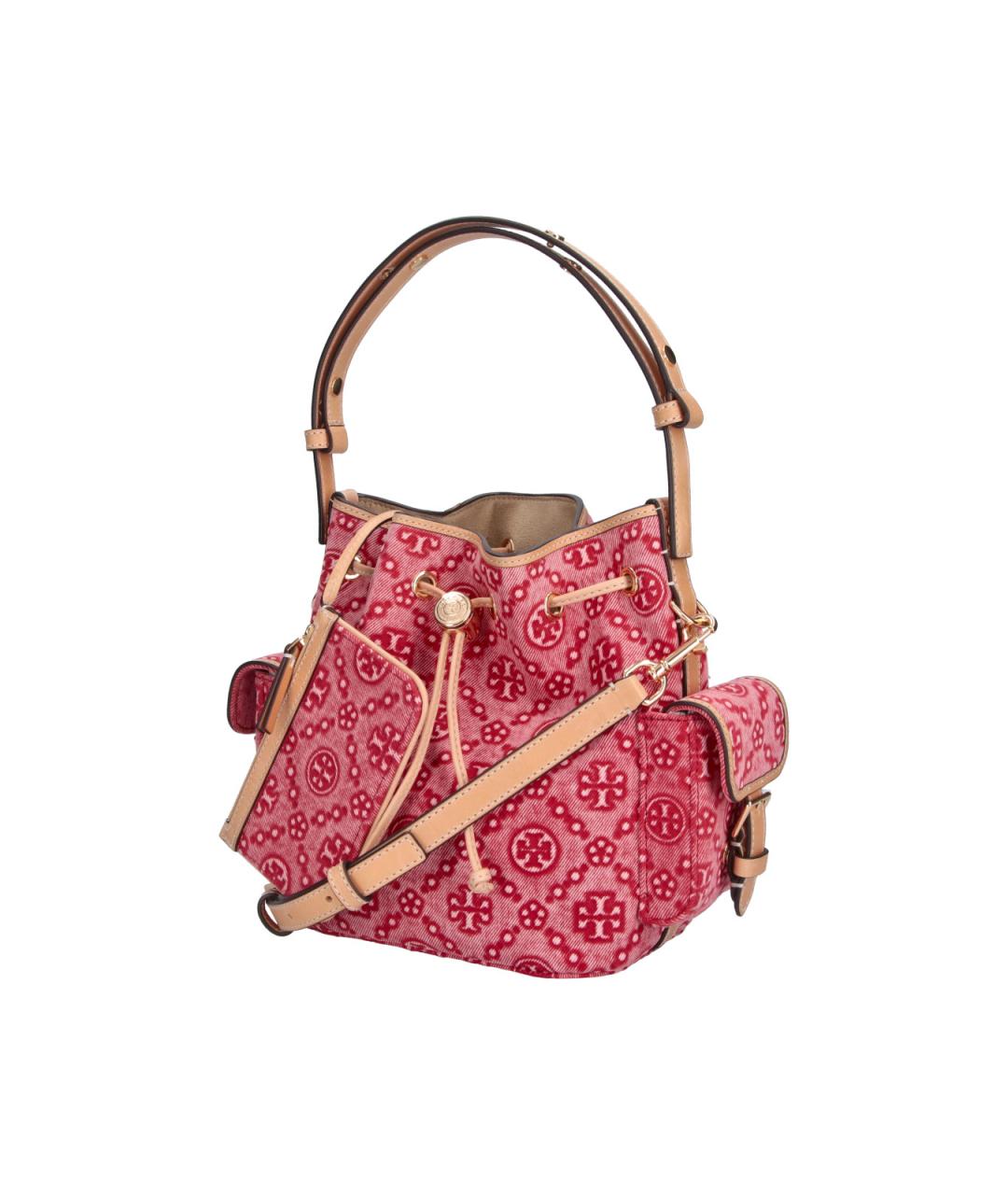 TORY BURCH Красная тканевая сумка с короткими ручками, фото 2