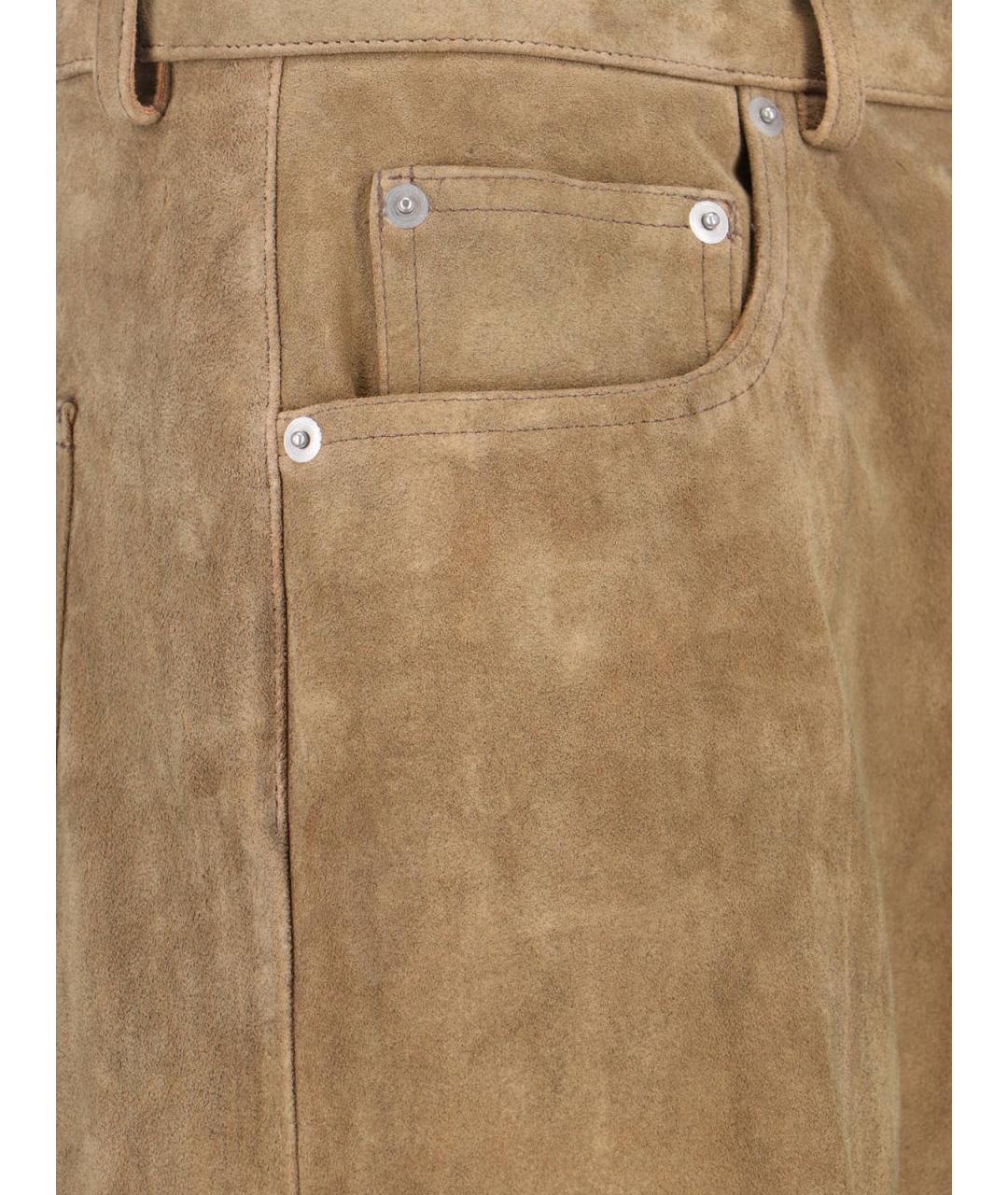 RICK OWENS Коричневые замшевые повседневные брюки, фото 4