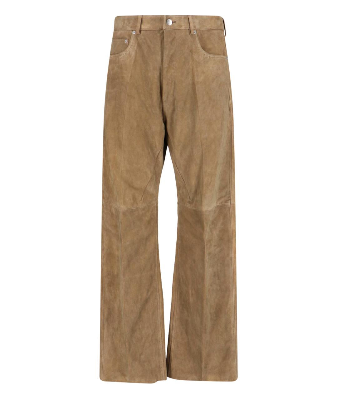 RICK OWENS Коричневые замшевые повседневные брюки, фото 1