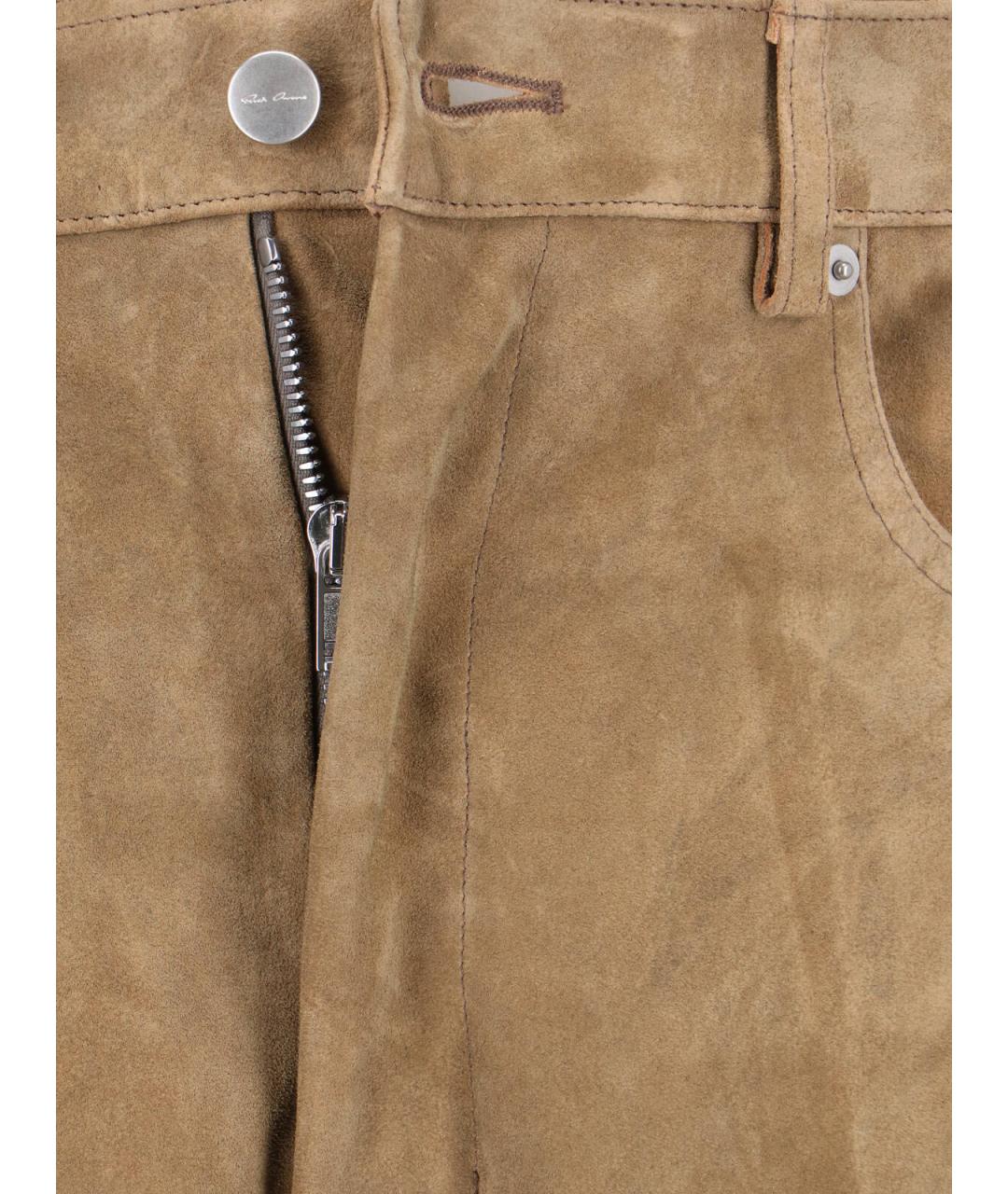 RICK OWENS Коричневые замшевые повседневные брюки, фото 5