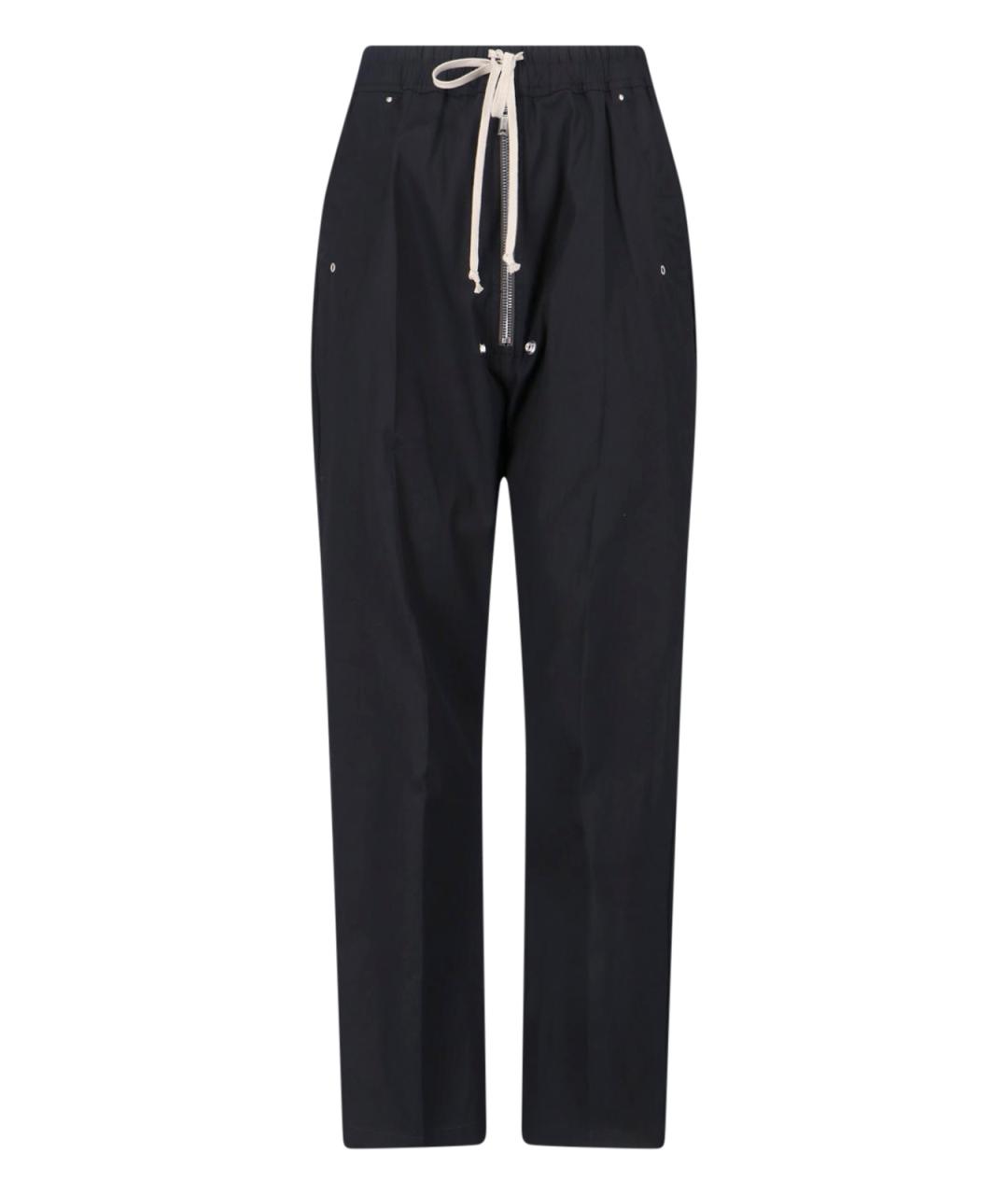 RICK OWENS Черные хлопковые повседневные брюки, фото 1