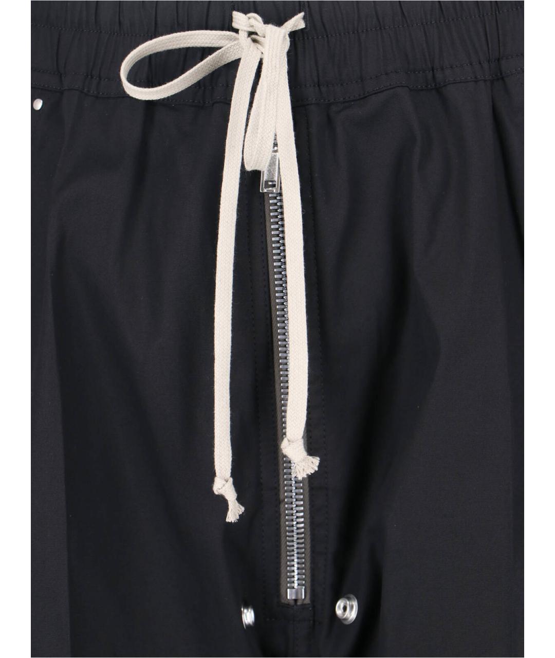 RICK OWENS Черные хлопковые повседневные брюки, фото 5