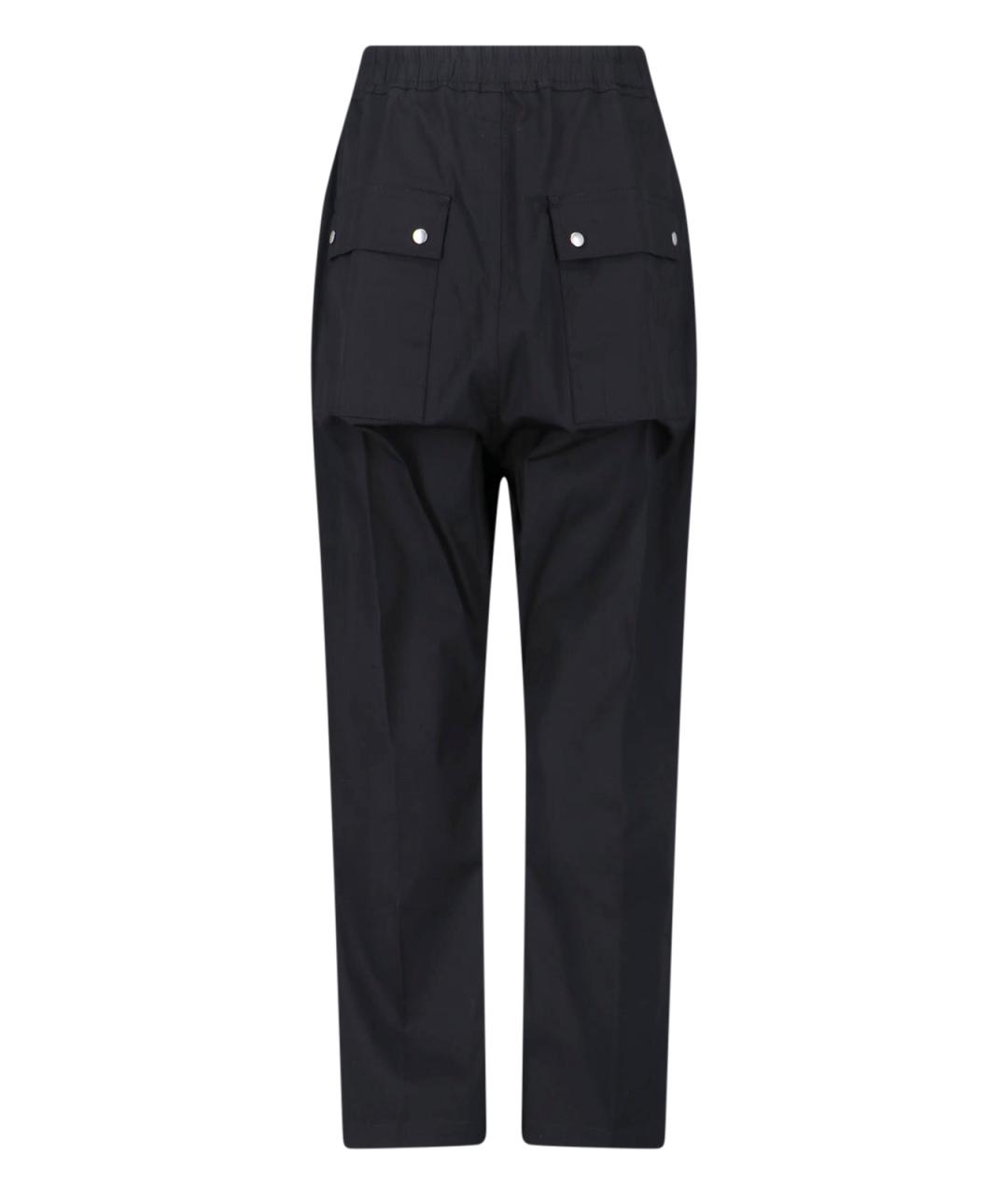 RICK OWENS Черные хлопковые повседневные брюки, фото 2